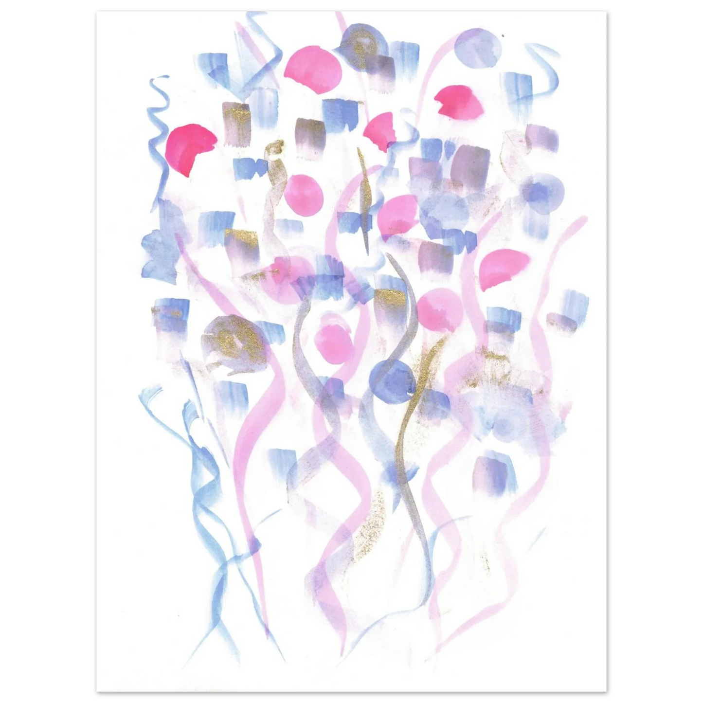 Abstract Watercolor Dreamscape Poster - Pastel Hues & Gold Flecks RDJ3-1 - Laure Leprince - Artiste Peintre