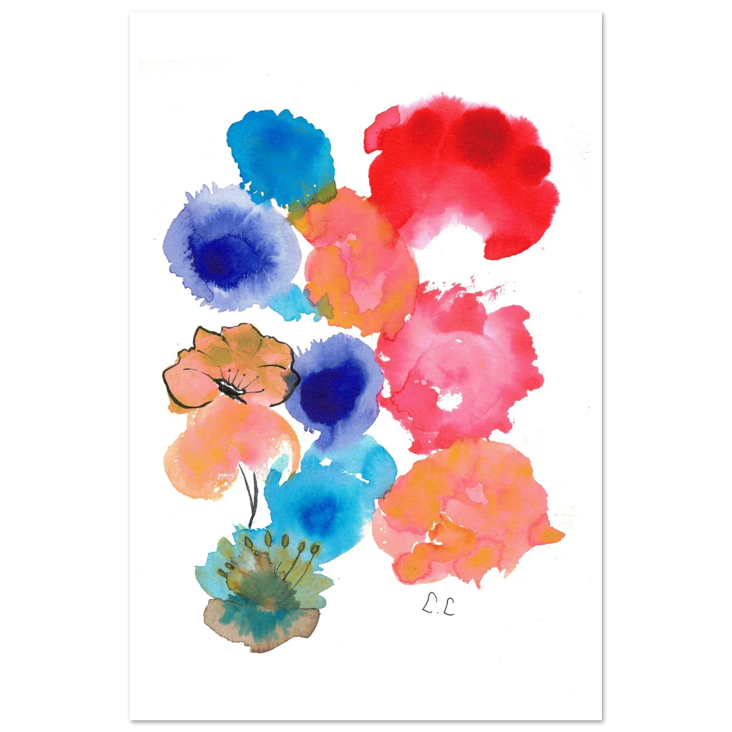Affiche Premium Papier Mat – Floraison Pop Par l'Artiste Laure Leprince - Laure Leprince - Artiste Peintre