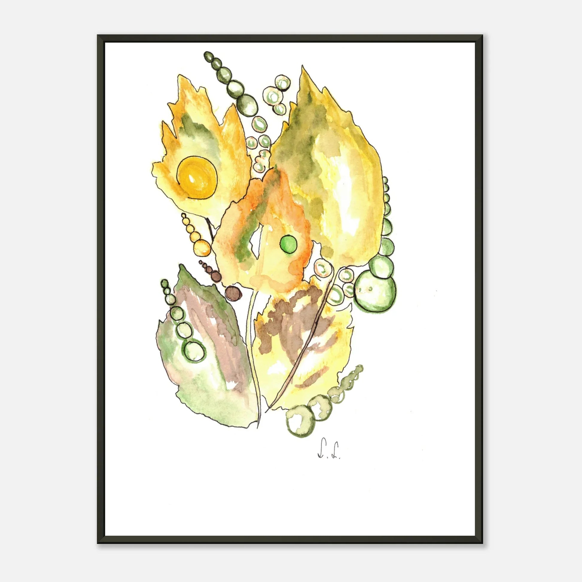 Abstract Watercolor Framed Poster Feuillaison – Museum Quality & Polished Elegance - Laure Leprince - Artiste Peintre