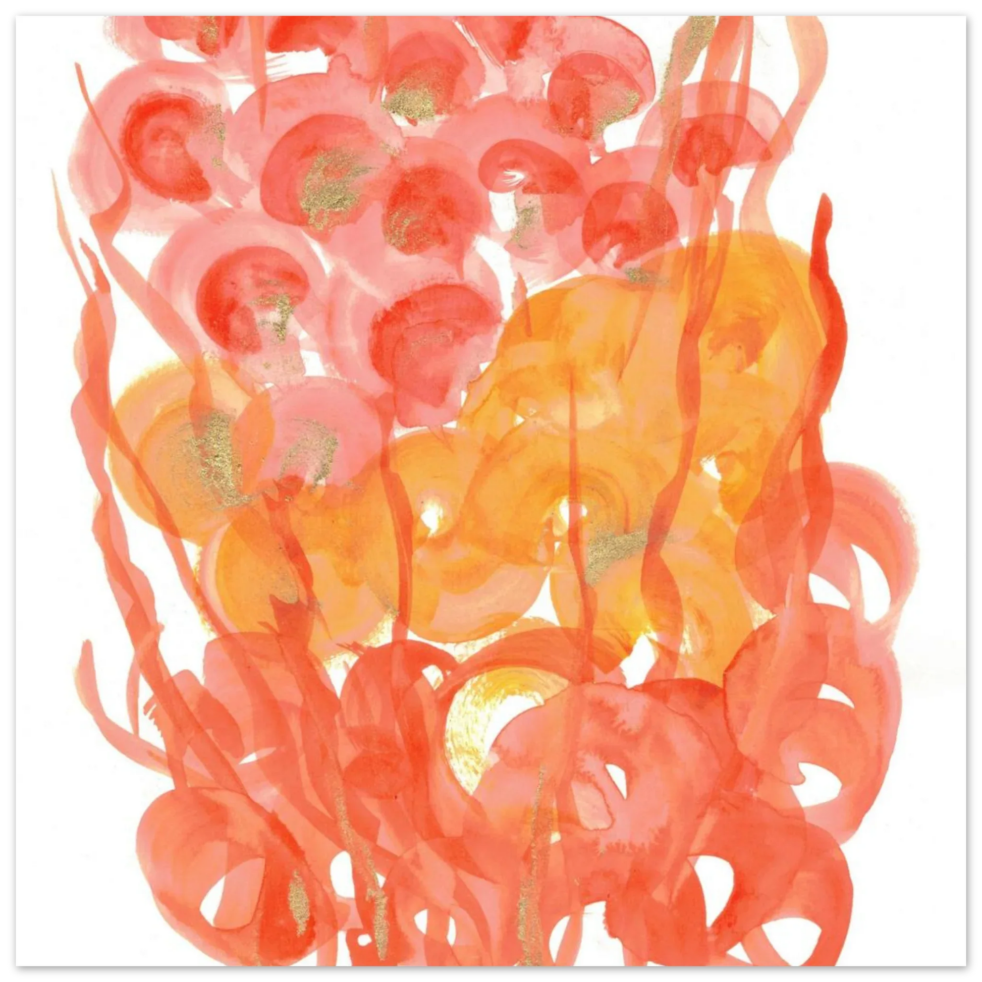 Abstrait Éclat Corail & Gold Flecked Premium Matte Paper Poster - RDJ3-1 - Laure Leprince - Artiste Peintre