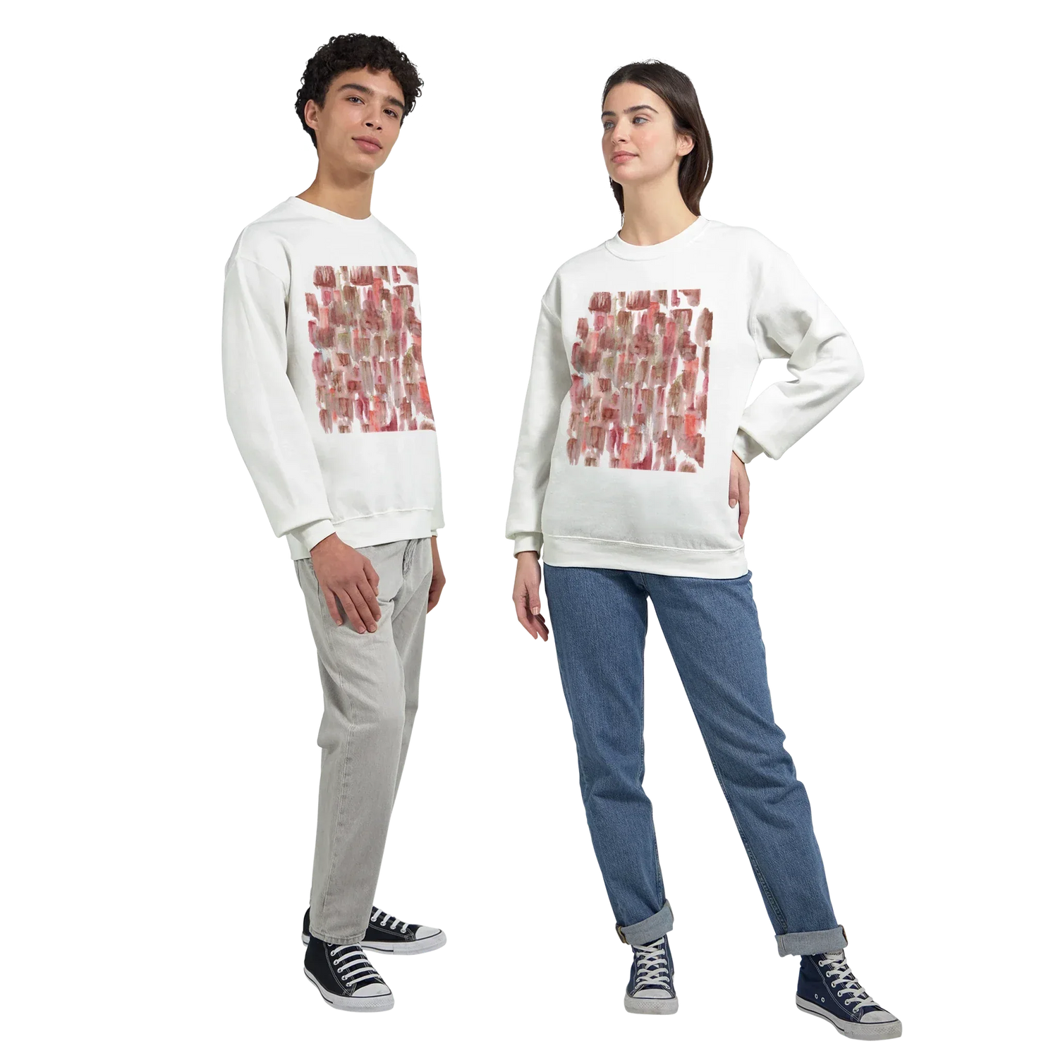 Sweatshirt Unisexe Classique Terracotta Waves – Impression Artistique Multicolore - Laure Leprince - Artiste Peintre