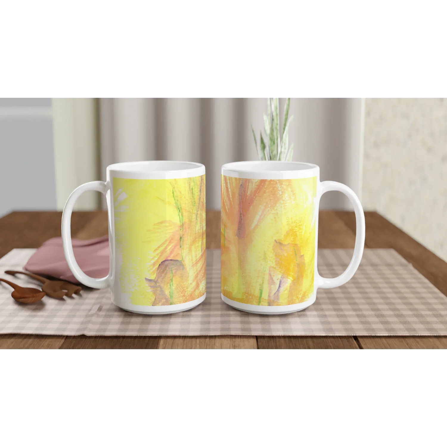 Mug en céramique blanche 44 Sun Whisper – Grand format, design et qualité durable - Laure Leprince - Artiste Peintre