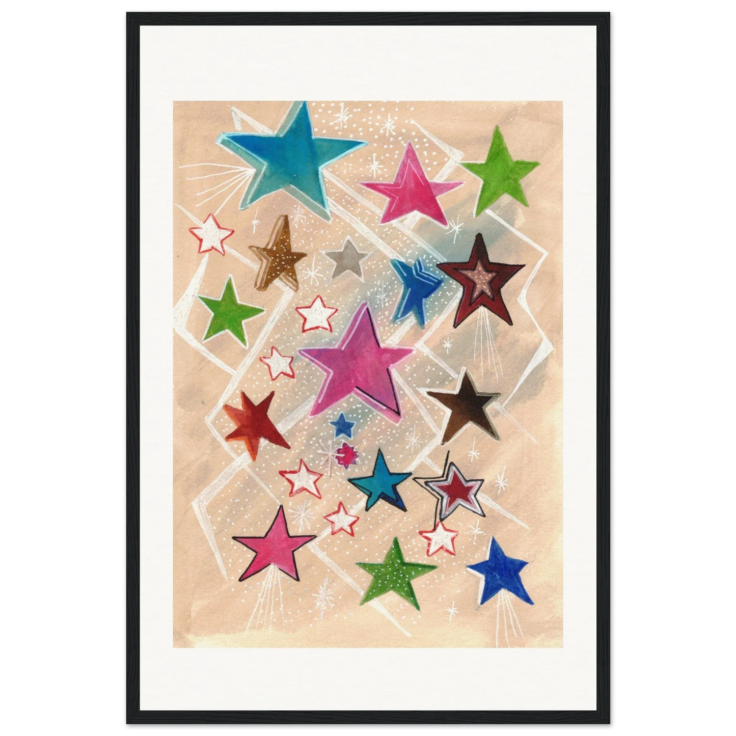 Museum-Quality Matte Paper Wooden Framed Poster Etoiles - Laure Leprince - Artiste Peintre