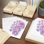 Nebuleuse Pourpre Watercolor Leaf Greeting Card - Elegant - Laure Leprince - Artiste Peintre