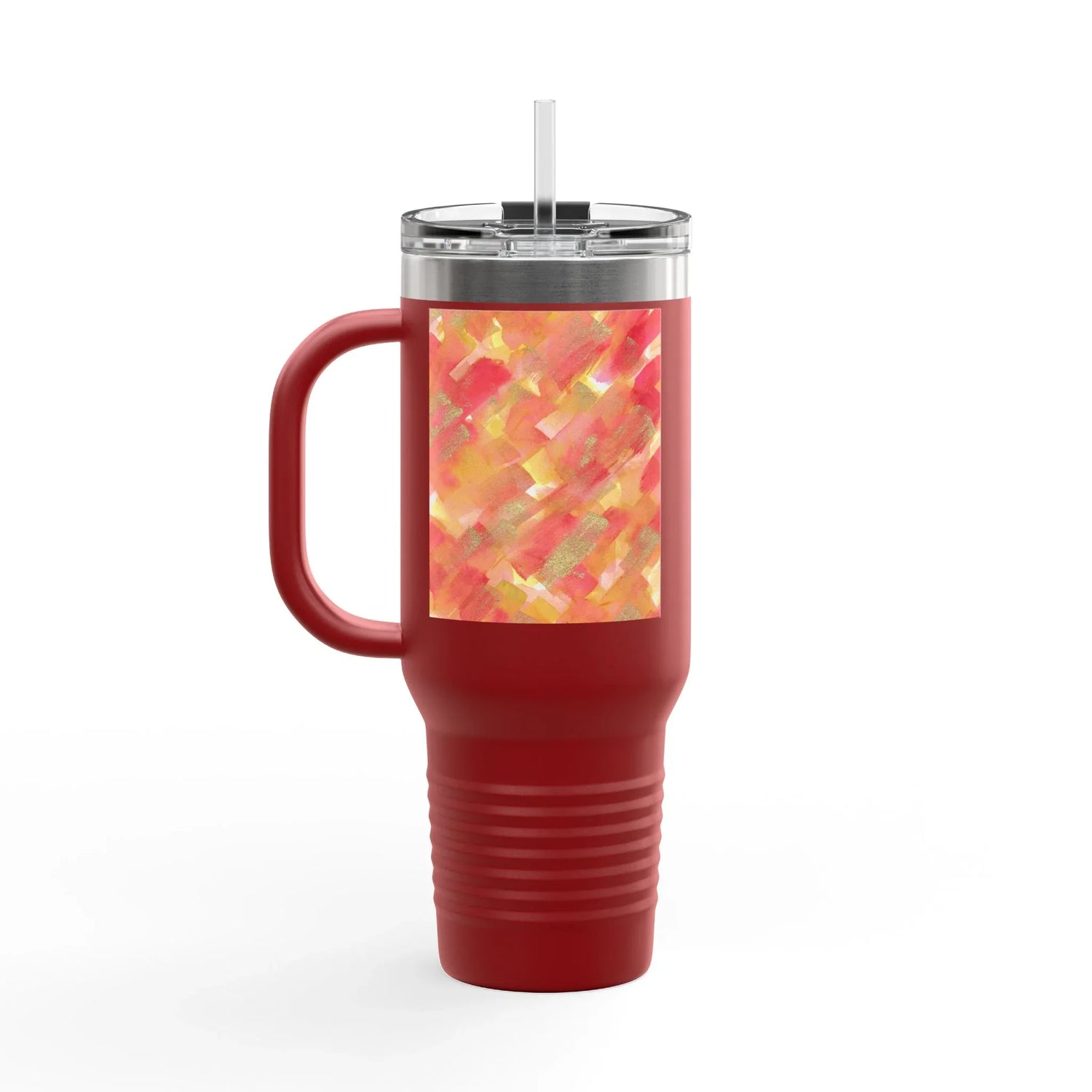 40oz Insulated Travel Mug – Sunset Ember Watercolor Design - Laure Leprince - Artiste Peintre