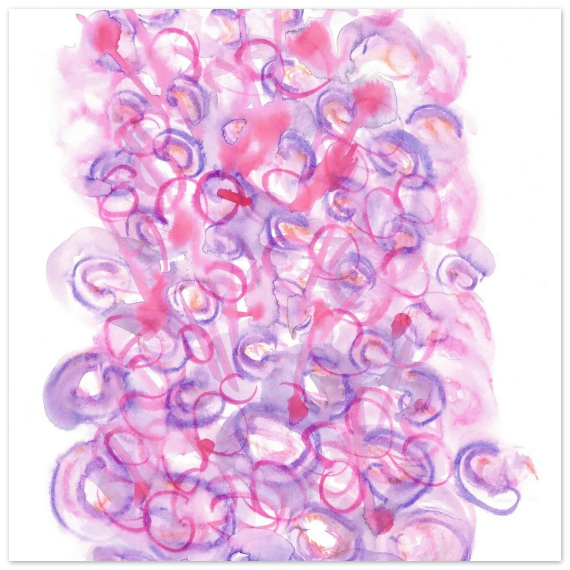 Abstract Swirls Watercolour Poster in Pink & Purple - Premium Matte Paper Art Print RDJ3-1 - Laure Leprince - Artiste Peintre