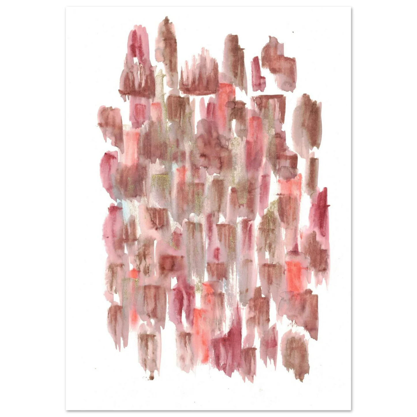 Abstract Watercolor Brushstrokes Matte Poster - Earthy Hues & Gold Flecks - Laure Leprince - Artiste Peintre