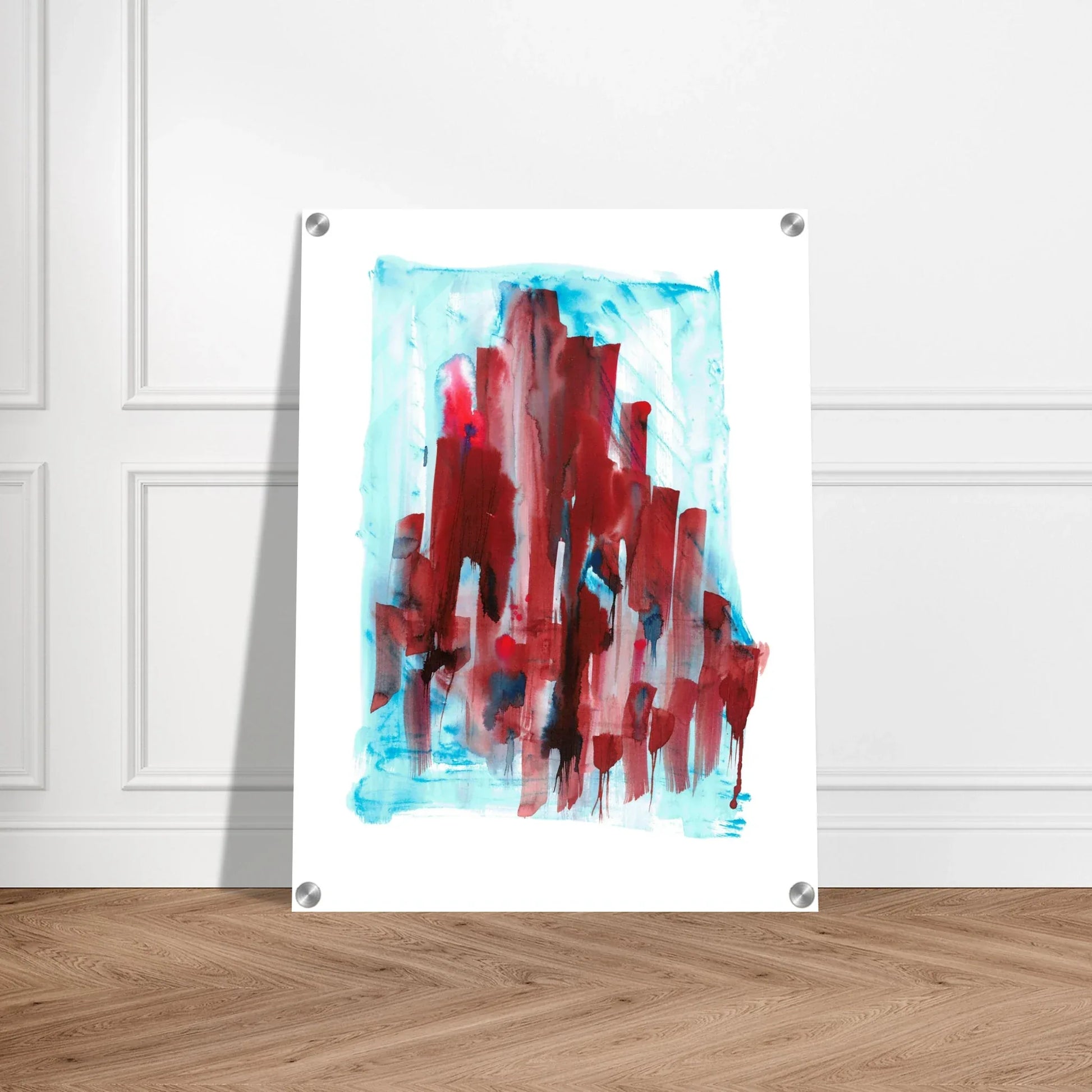 Impression sur acrylique brillante Crimson Tower| Art contemporain par Laure Leprince - Laure Leprince - Artiste Peintre