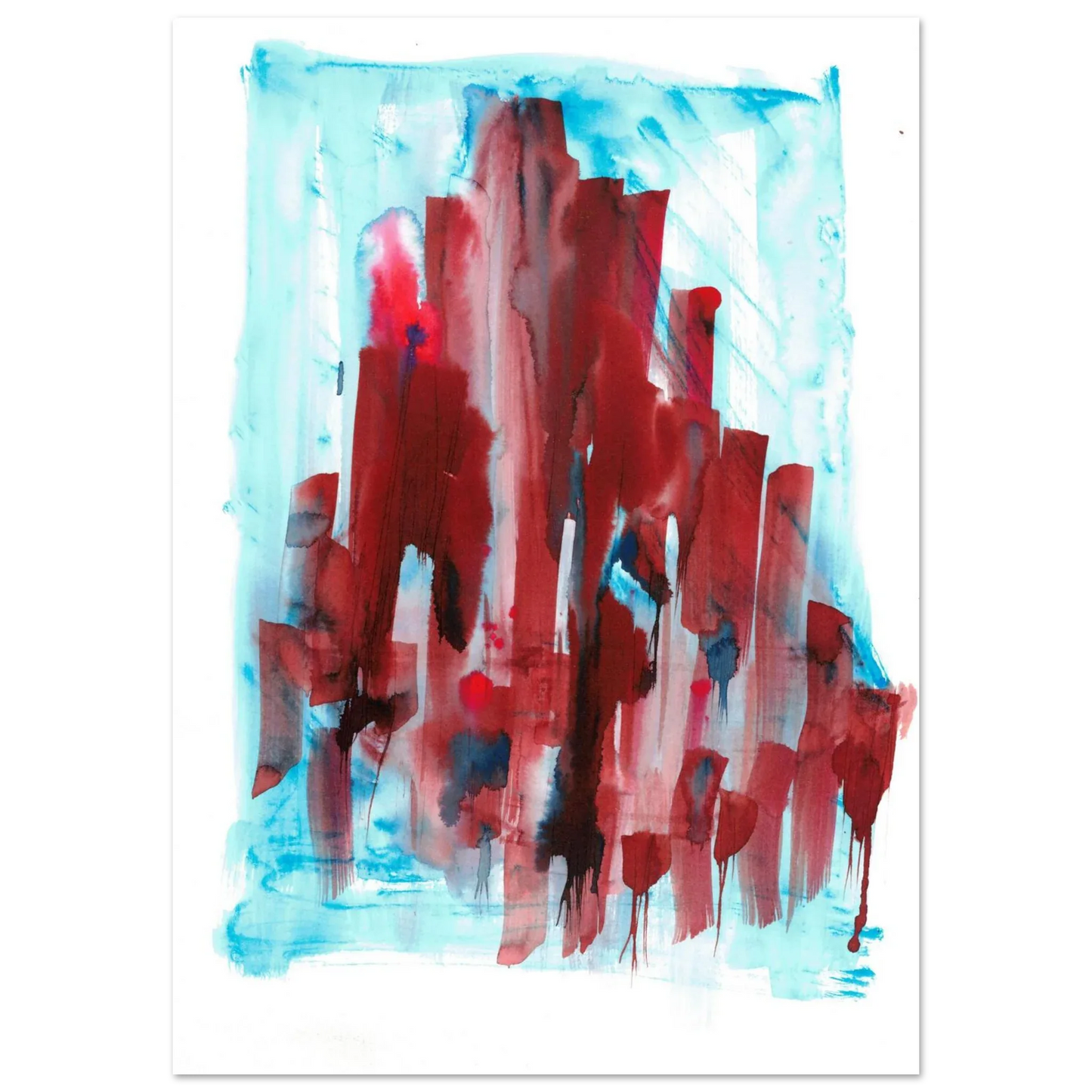Abstract Cityscape Watercolor Art Print RDJ3-1 – Premium Matte Paper Poster in various sizes - Laure Leprince - Artiste Peintre