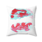 Square Throw Pillow Brumes Carmin — Minimal Brushstroke Accent - Laure Leprince - Artiste Peintre