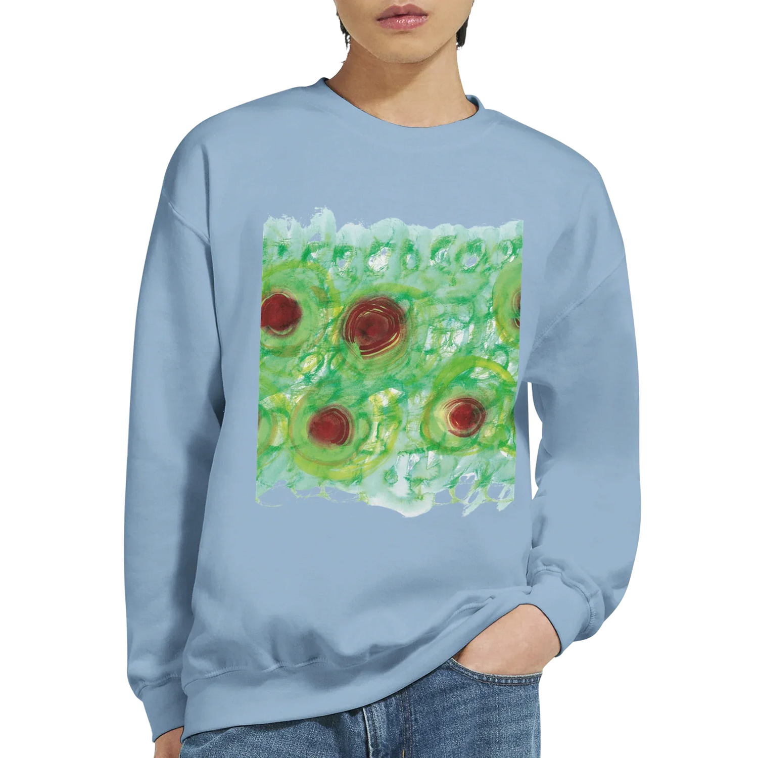 Sweatshirt Unisexe Classique Green Echo – Impression Artistique Multicolore - Laure Leprince - Artiste Peintre