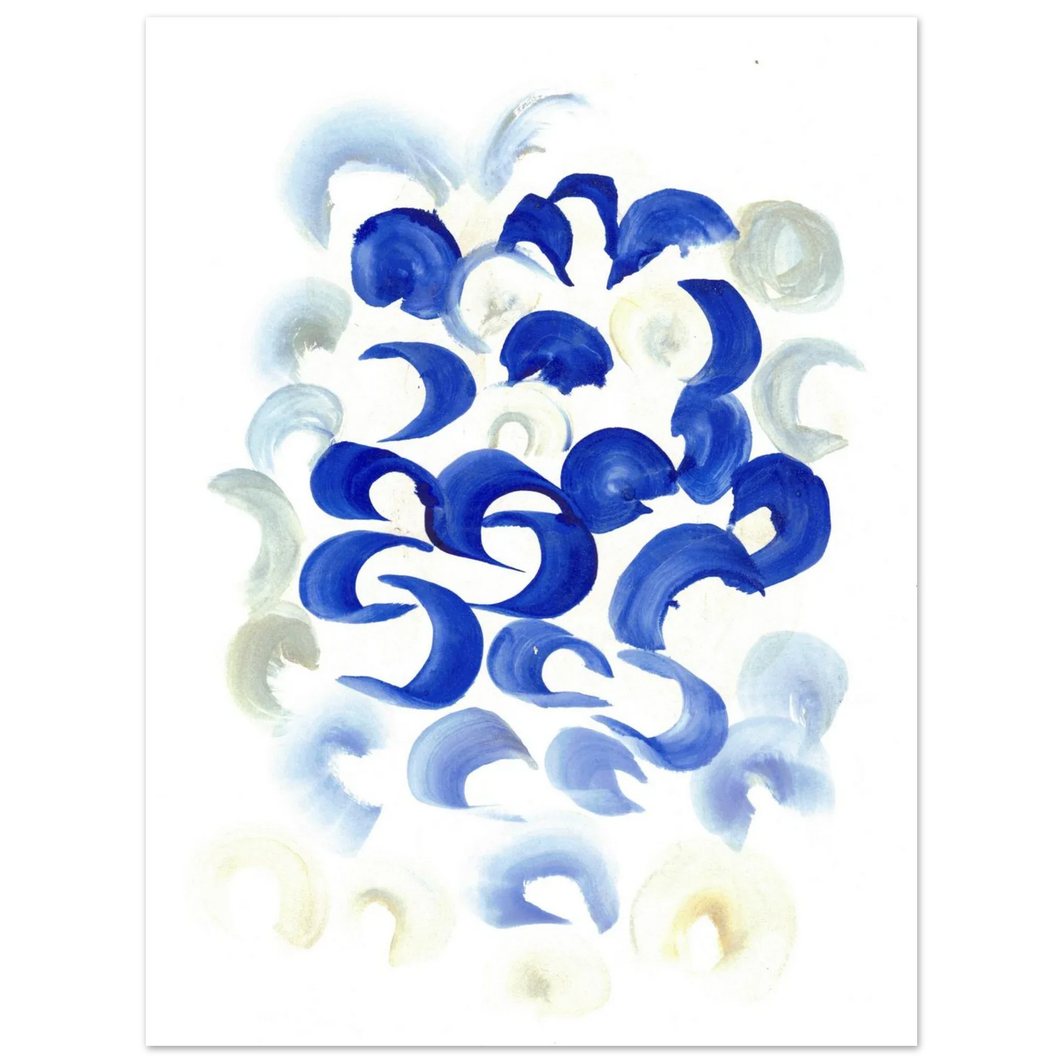 Abstract Swirls in Serene Blue & Beige Premium Matte Paper Poster - Laure Leprince - Artiste Peintre