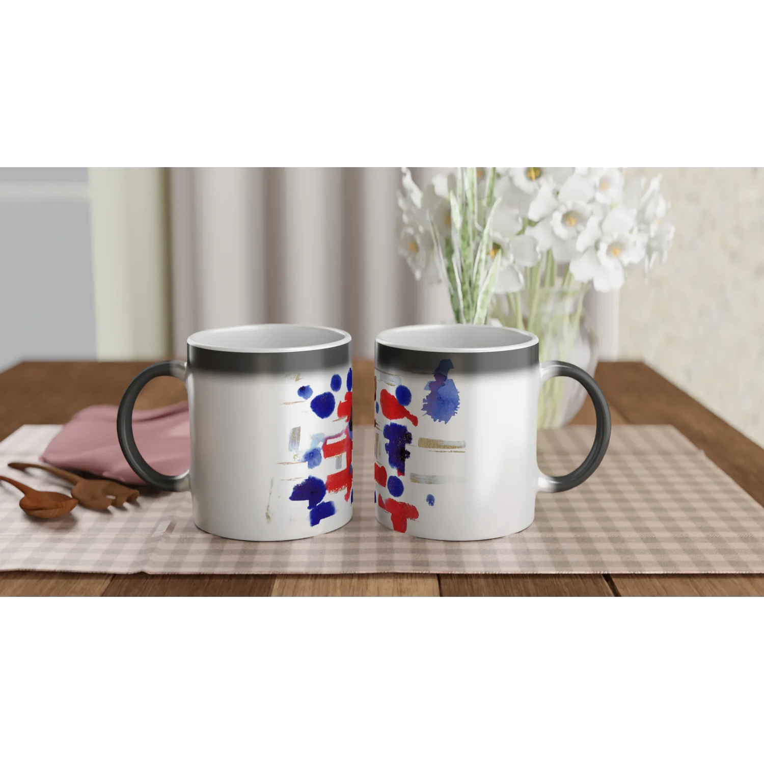 Mug magique en céramique 325 ml Structure carmine – Révèlez votre motif à la chaleur - Laure Leprince - Artiste Peintre