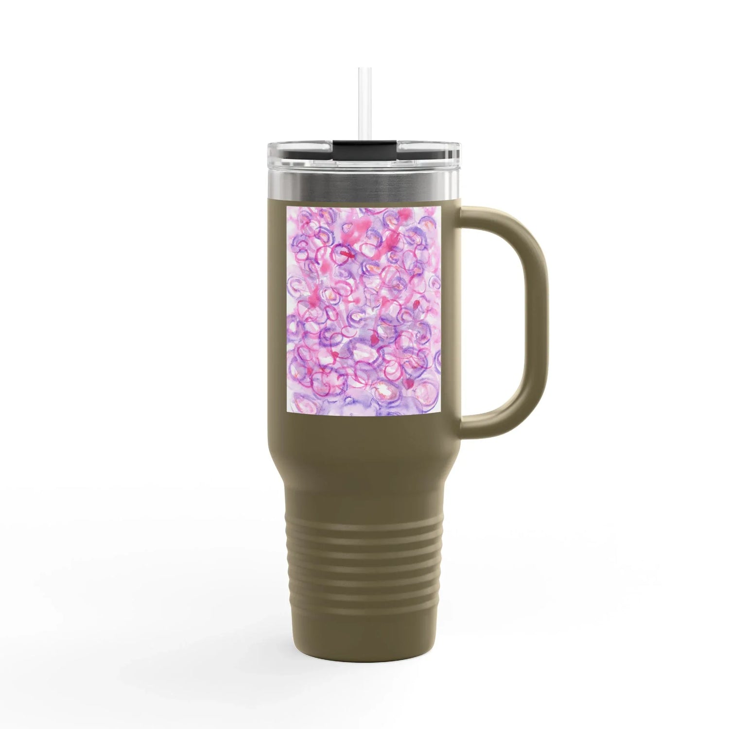 40oz Insulated Travel Mug – Floraison Intime Watercolor Design - Laure Leprince - Artiste Peintre