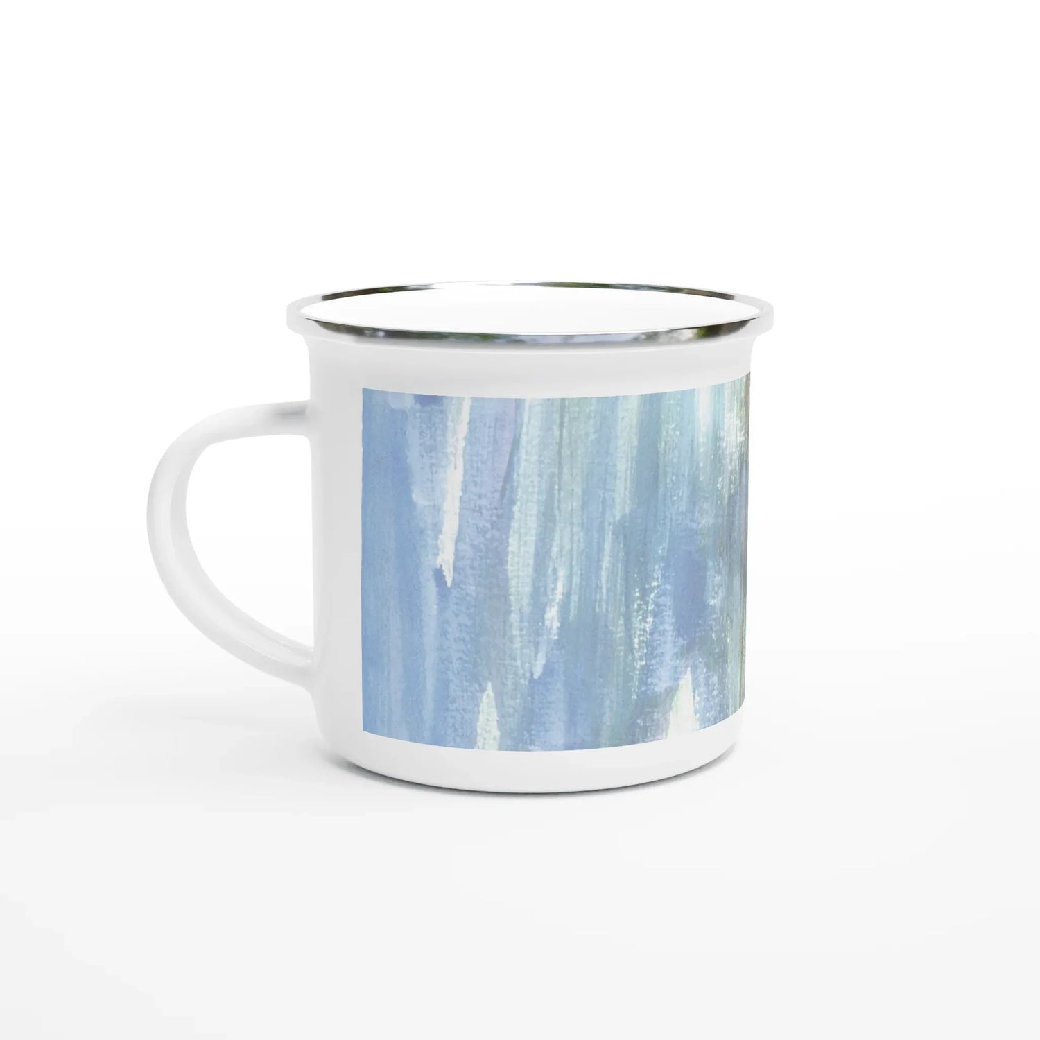 Mug en émail blanc 35 cl Silent Water – Léger, vintage et résistant - Laure Leprince - Artiste Peintre