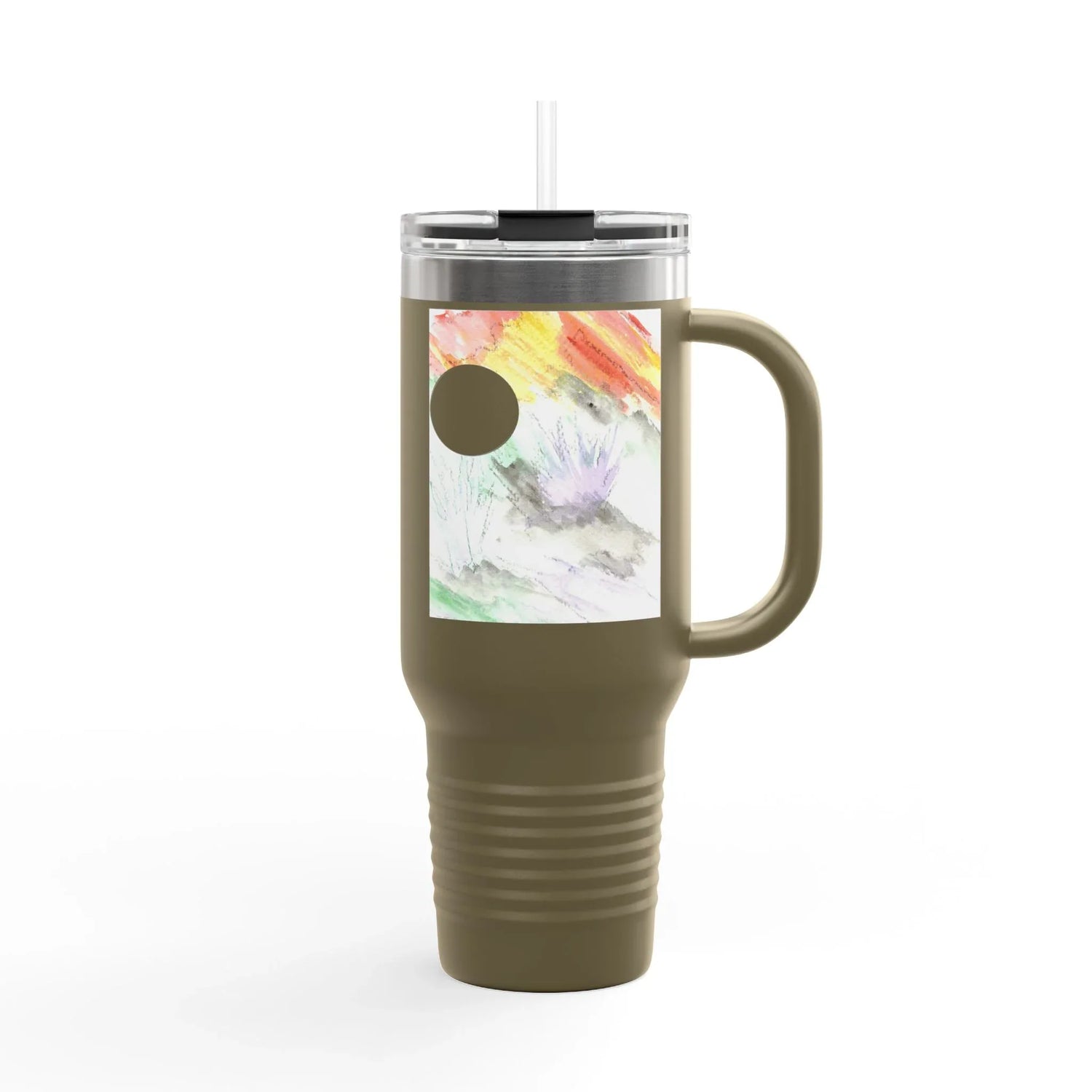 40oz Insulated Travel Mug –Lavander Drift Watercolor Design - Laure Leprince - Artiste Peintre