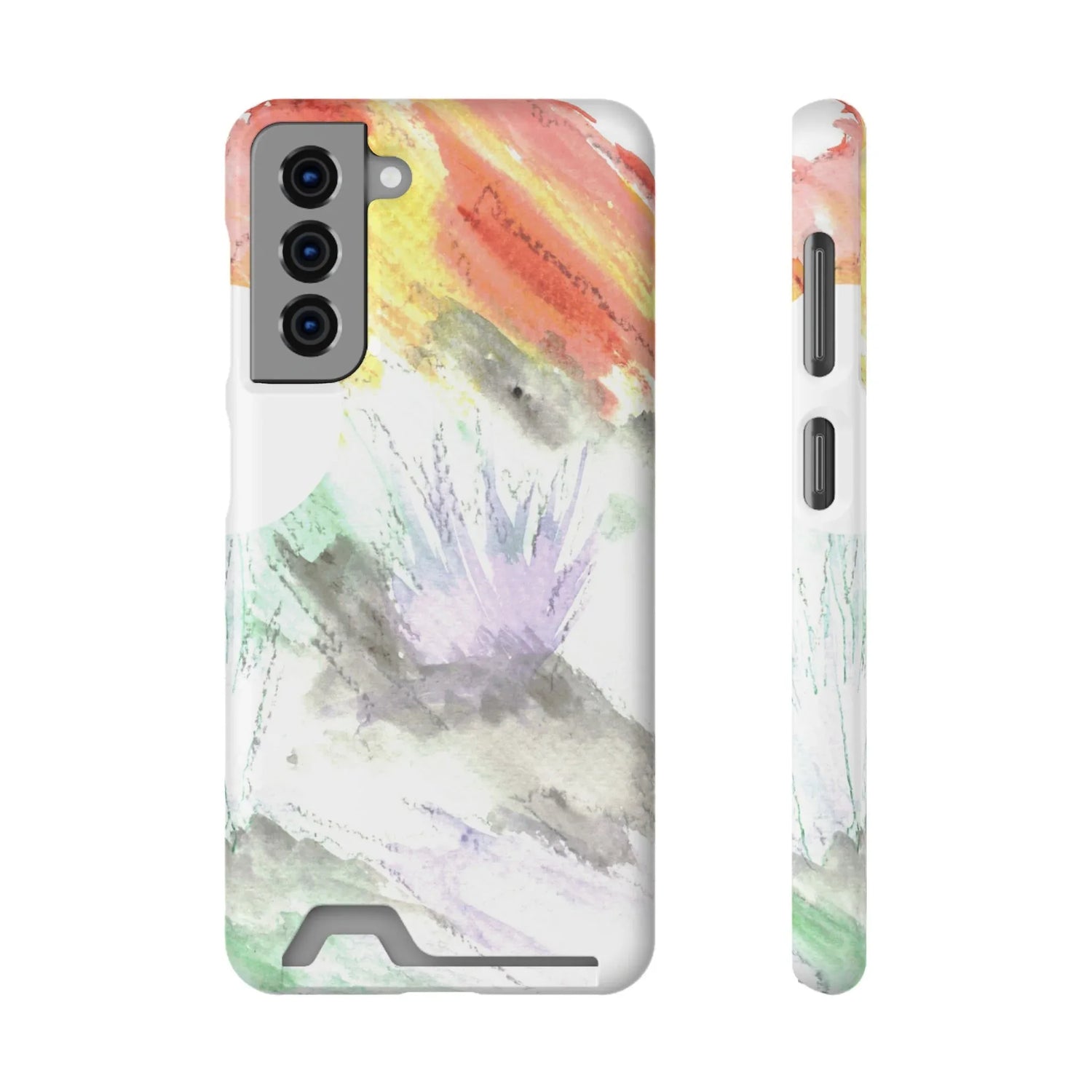 Samsung Phone Card Case Lavander Drift — Yellow Watercolor Flower Wallet - Laure Leprince - Artiste Peintre