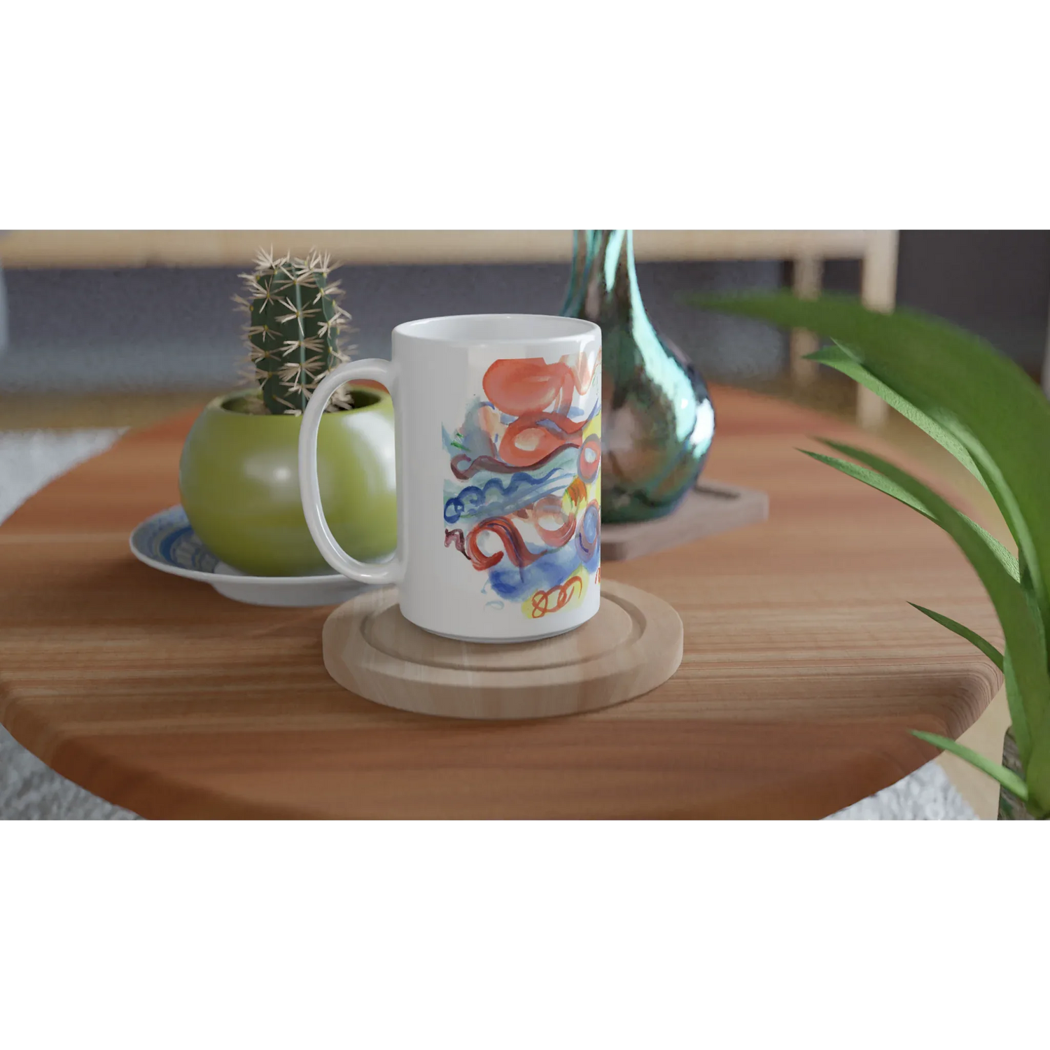 Mug en céramique blanche 44 cl Serpentins – Grand format, design et qualité durable - Laure Leprince - Artiste Peintre