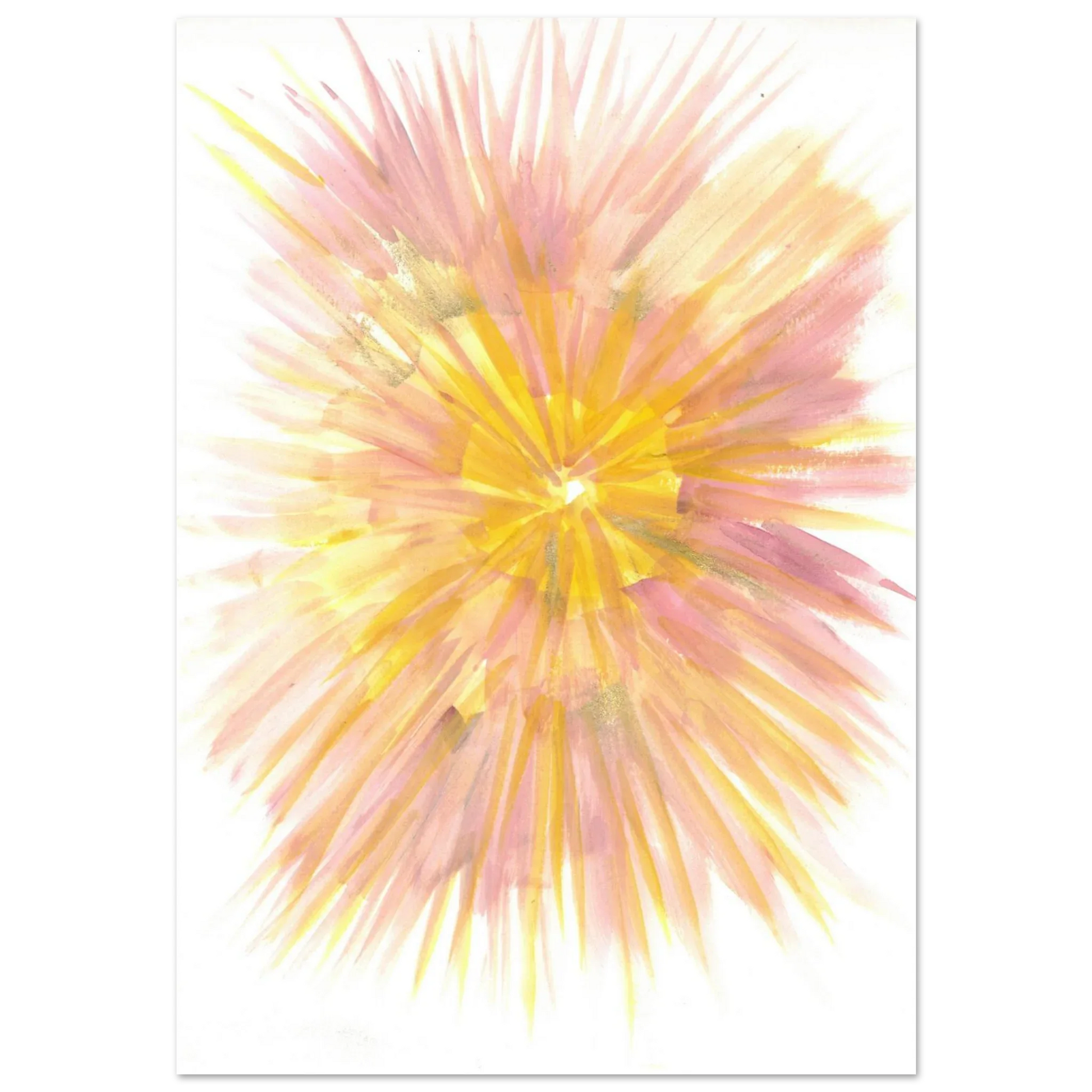 Abstract Sunrise Burst Art Print - Premium Matte Paper Poster with Dynamic Watercolor Design - Laure Leprince - Artiste Peintre