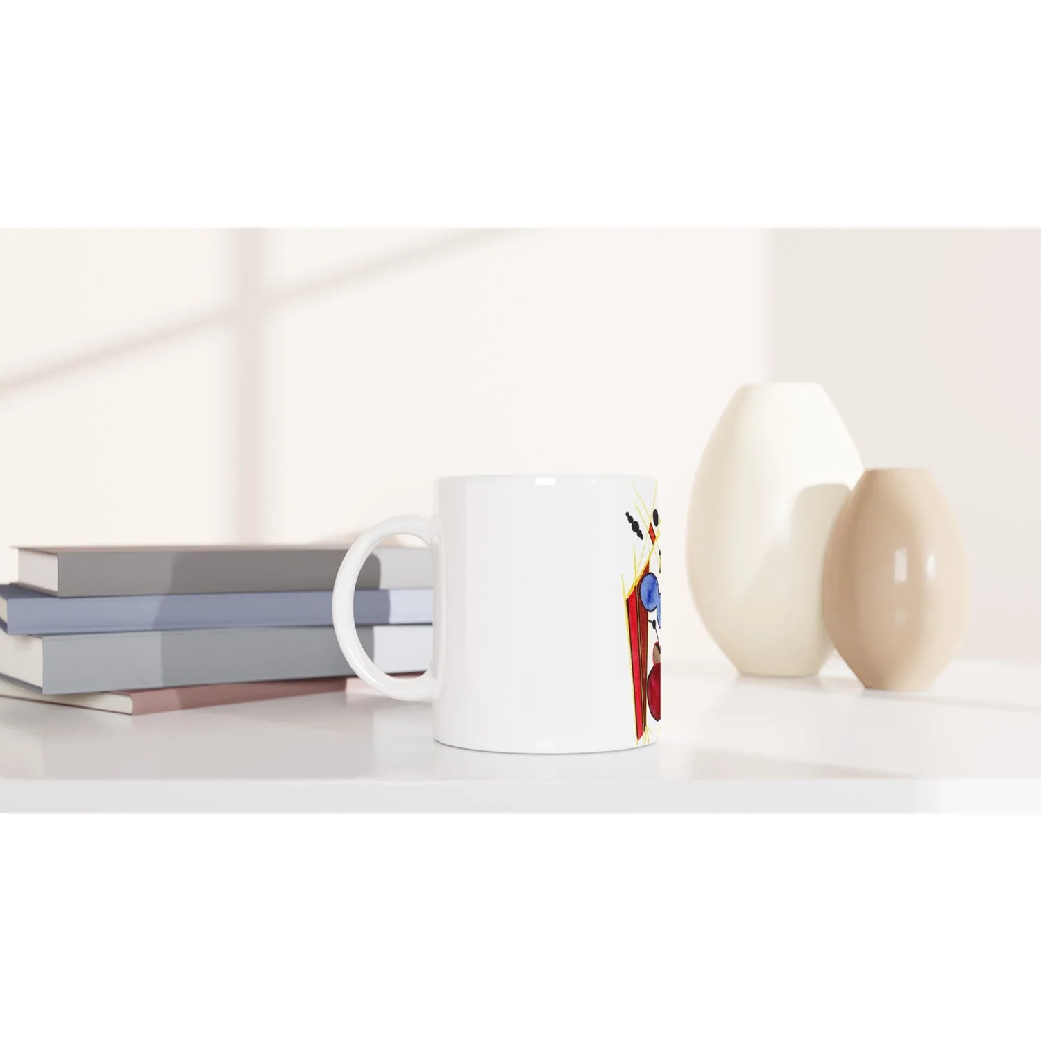 Mug en céramique 325 ml | Bord et anse colorés | Aquarelle Laure Leprince - Laure Leprince - Artiste Peintre