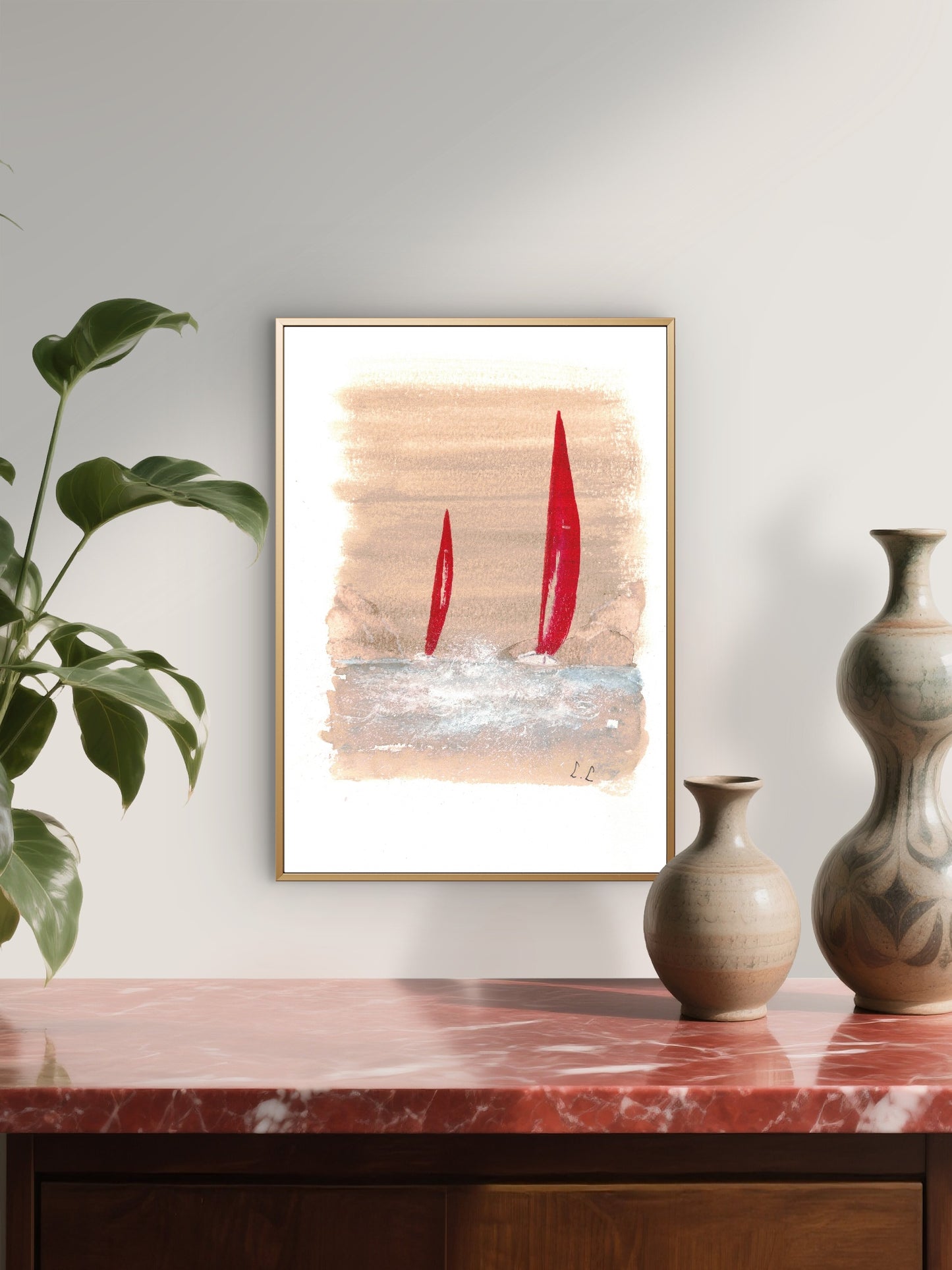 🎨 Voiles rouges – Aquarelle intuitive par Laure Leprince