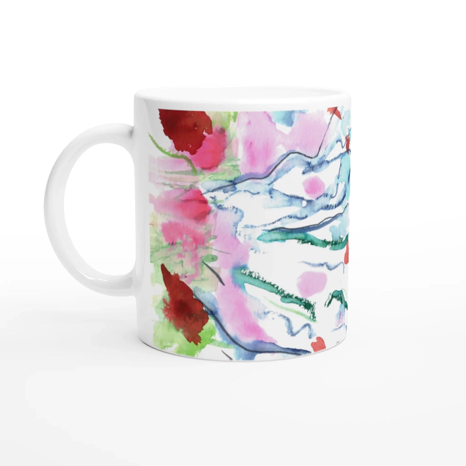 Mug en céramique blanche 325 ml Floral – Élégance, sécurité et durabilité - Laure Leprince - Artiste Peintre