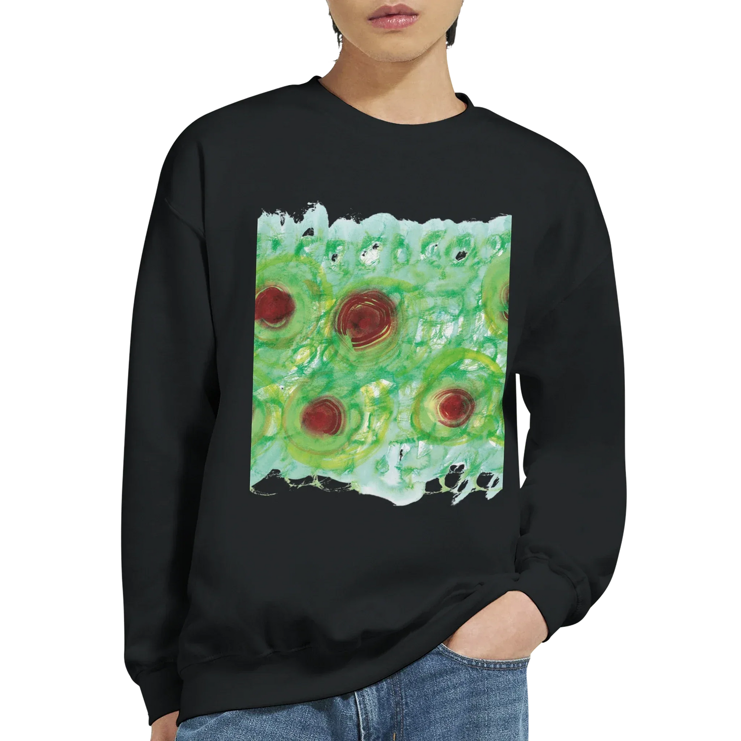 Sweatshirt Unisexe Classique Green Echo – Impression Artistique Multicolore - Laure Leprince - Artiste Peintre