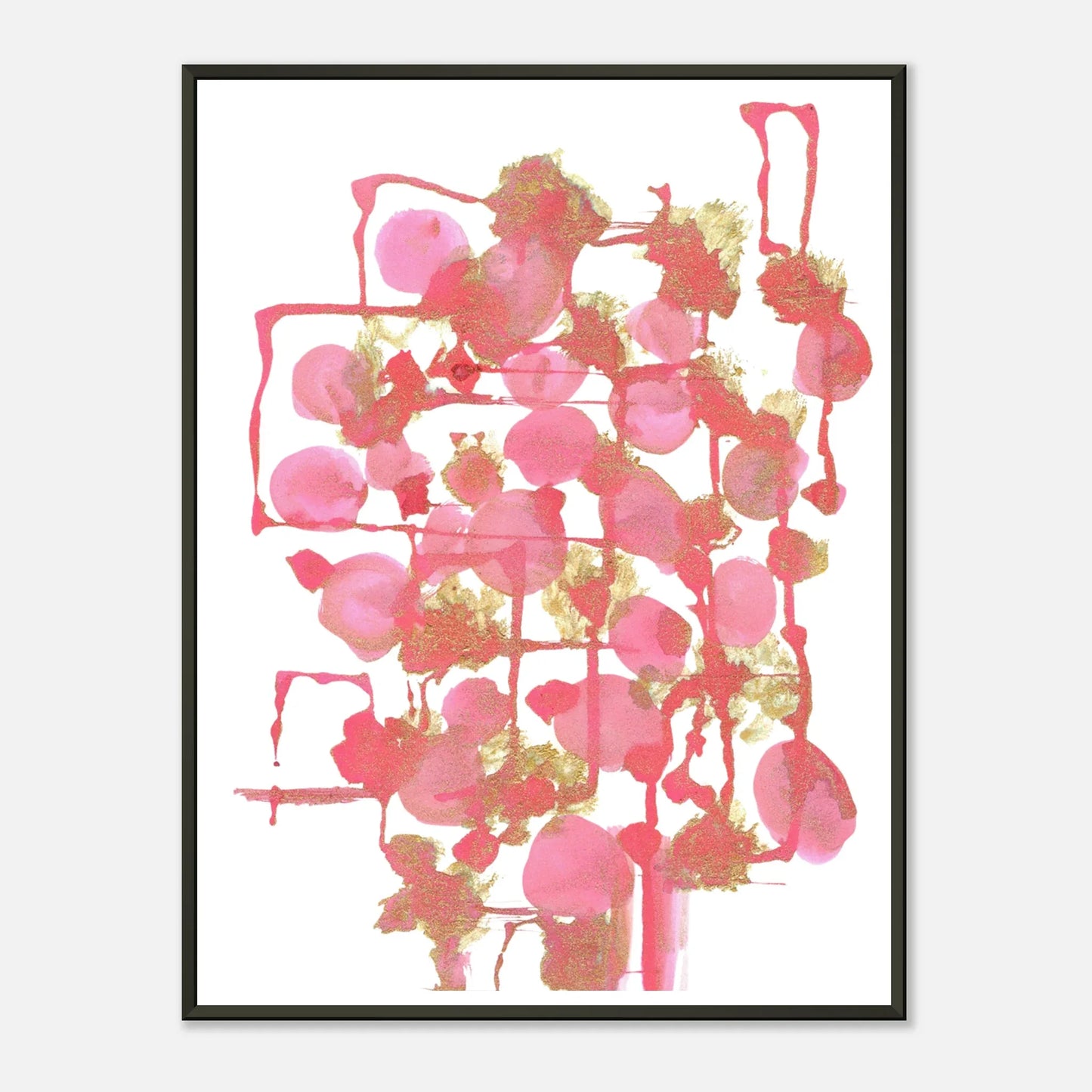 Classic Semi-Glossy Paper Metal Framed Poster Reseau Framboise - Laure Leprince - Artiste Peintre