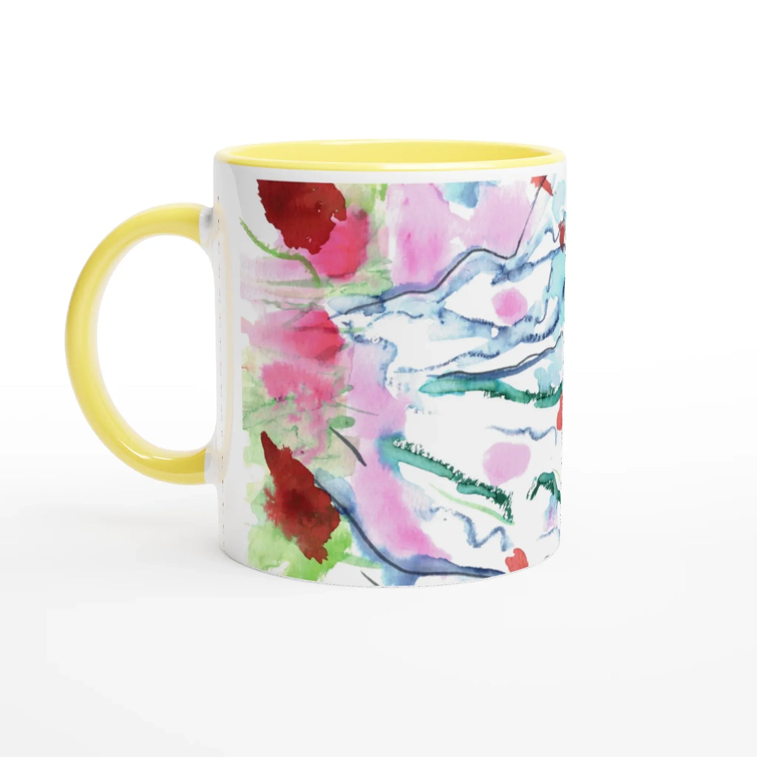 Mug en céramique blanche 325 ml Floral – Élégance, sécurité et durabilité - Laure Leprince - Artiste Peintre