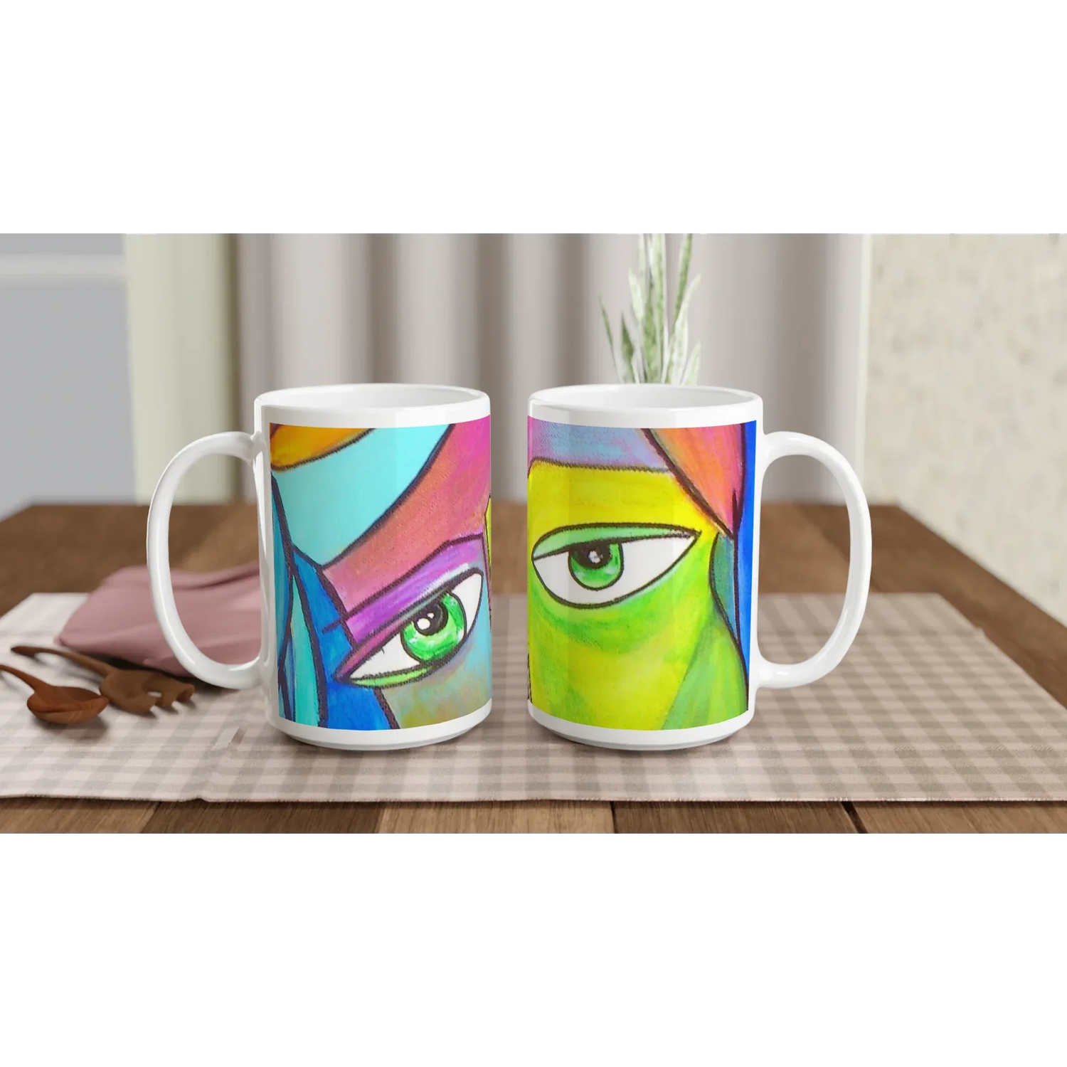 Mug en céramique blanche 44 cl – Grand format, design et qualité durable - Laure Leprince - Artiste Peintre