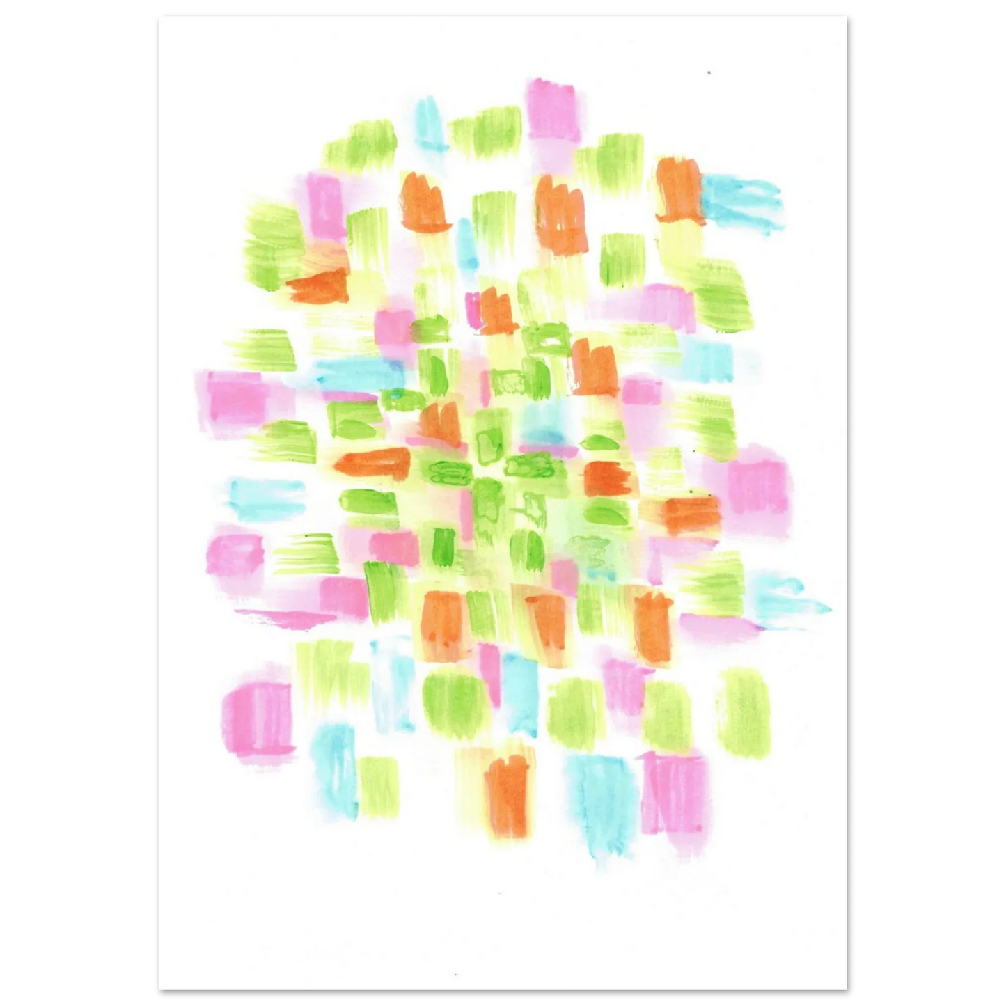 Abstract Watercolor Splash Art Print - Premium Matte Paper Poster with Vibrant Pink & Green Hues - Laure Leprince - Artiste Peintre