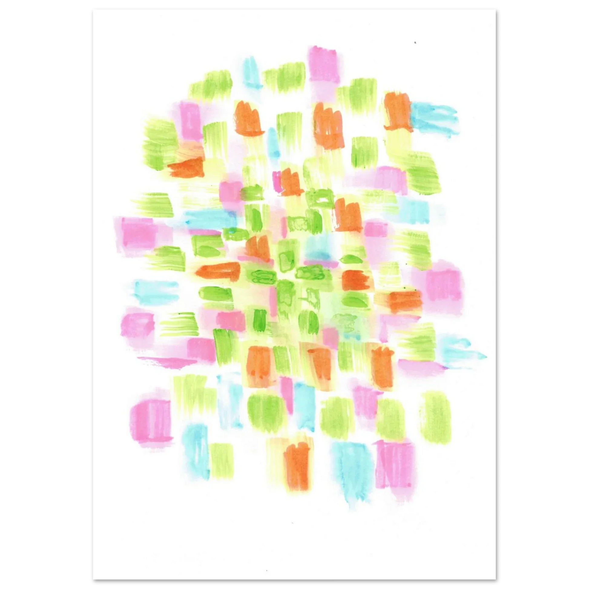 Abstract Watercolor Splash Art Print - Premium Matte Paper Poster with Vibrant Pink & Green Hues - Laure Leprince - Artiste Peintre