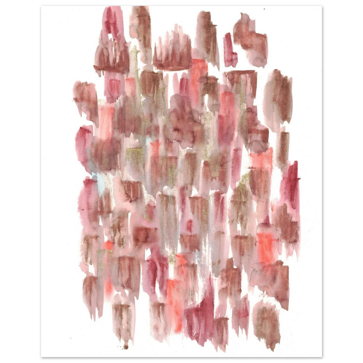 Abstract Watercolor Brushstrokes Matte Poster - Earthy Hues & Gold Flecks - Laure Leprince - Artiste Peintre