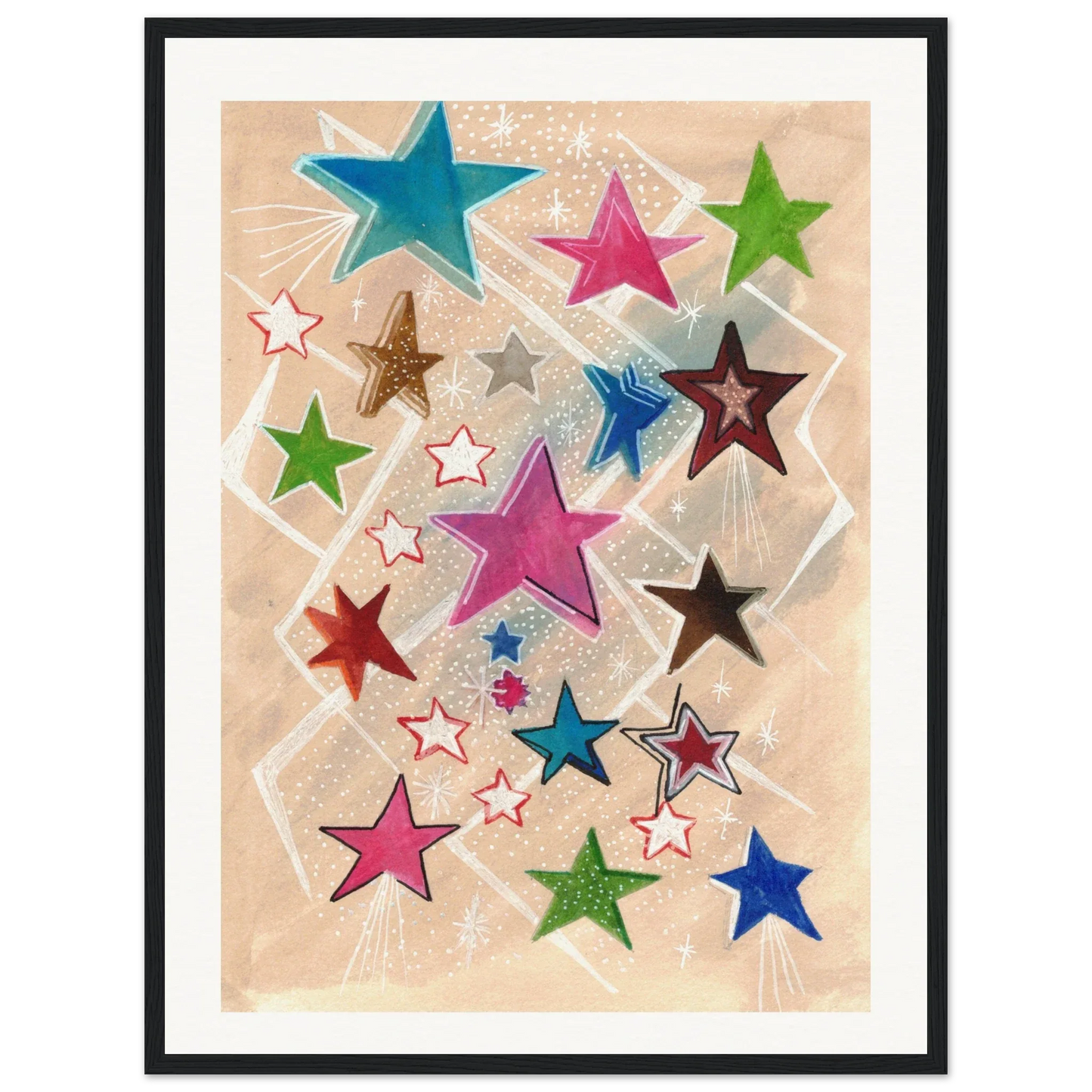 Museum-Quality Matte Paper Wooden Framed Poster Etoiles - Laure Leprince - Artiste Peintre