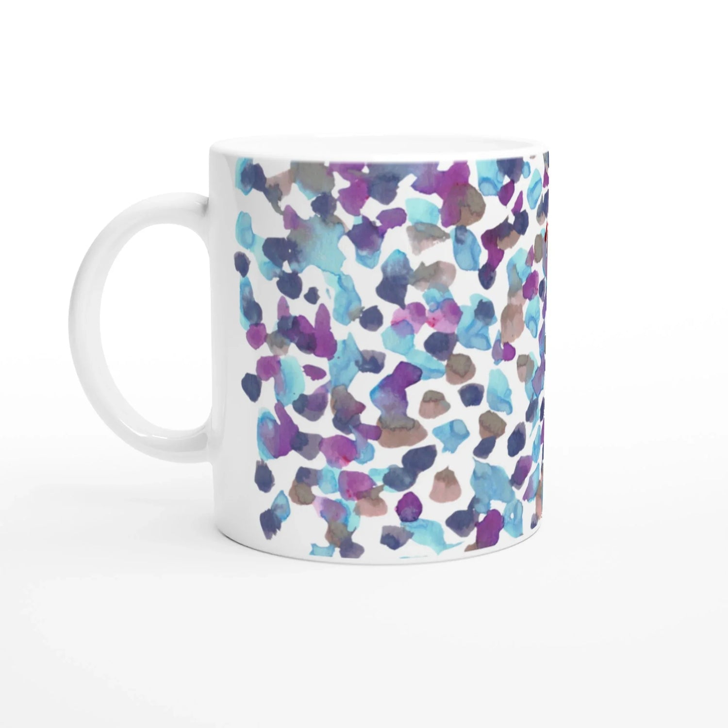 Mug en céramique blanche 325 ml Fragments indigo – Élégance, sécurité et durabilité - Laure Leprince - Artiste Peintre