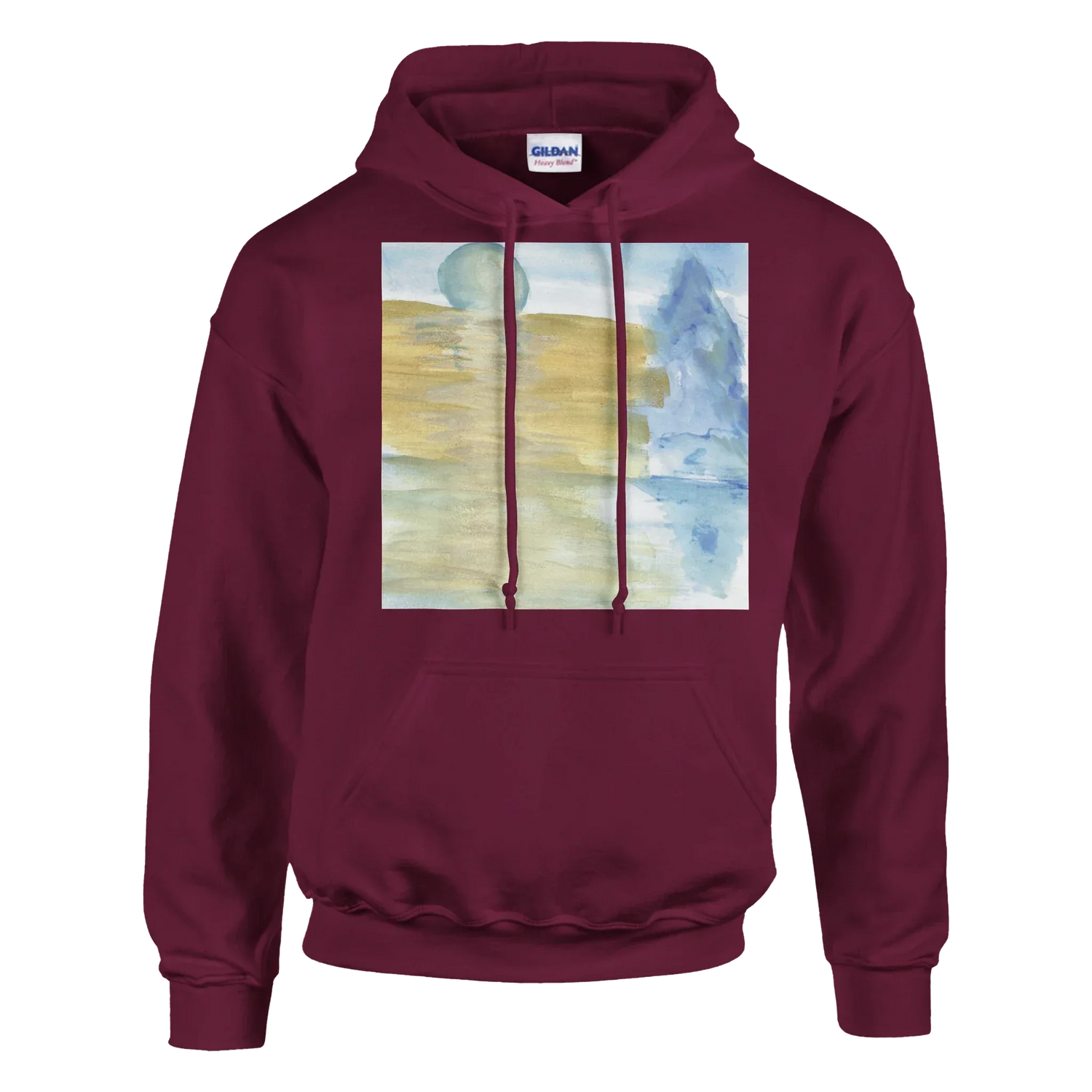 Sweat à capuche unisexe artistique Blue Horizon Gildan® 18500 White - Laure Leprince - Artiste Peintre