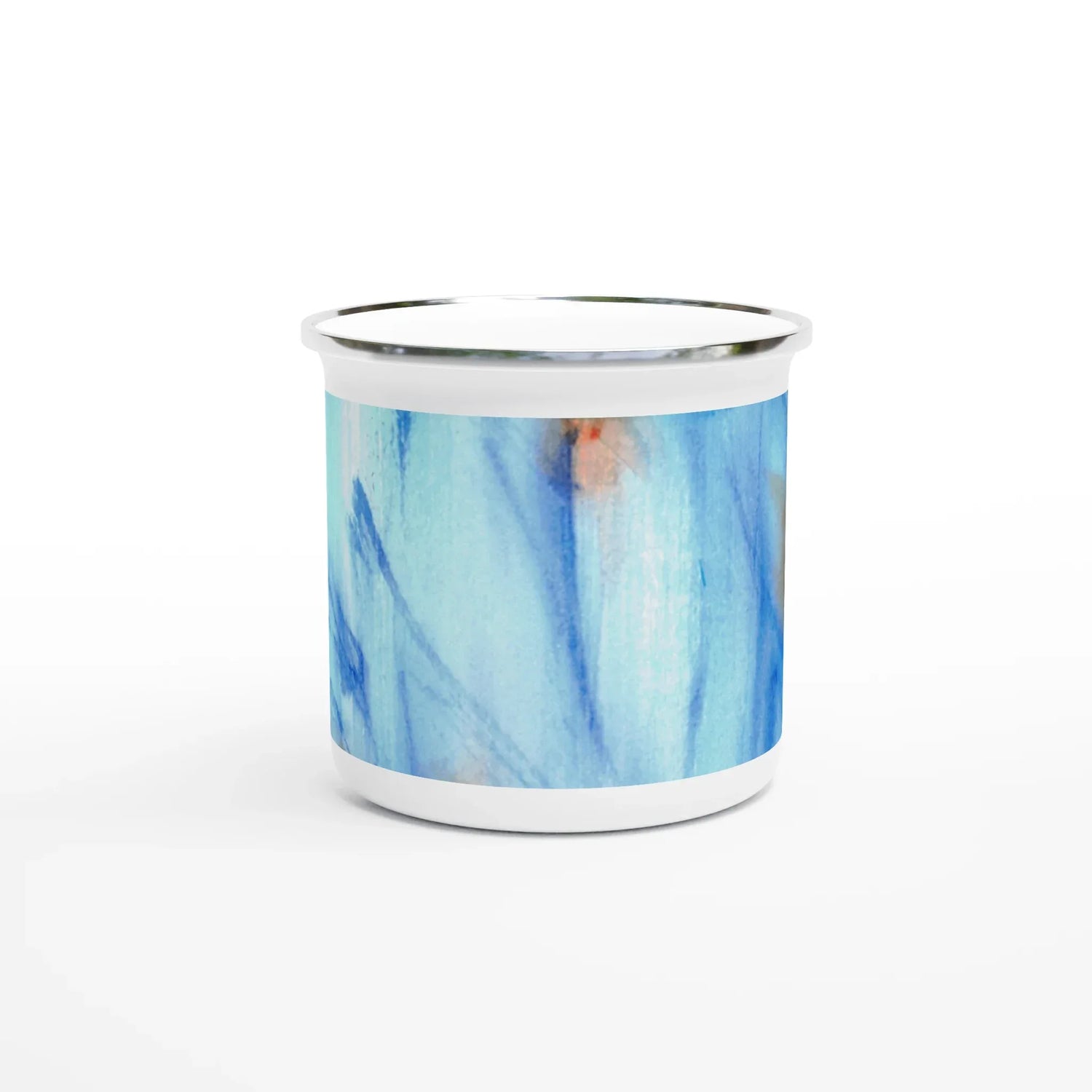 Mug en émail blanc 35 cl City Blue Sprouts – Léger, vintage et résistant - Laure Leprince - Artiste Peintre