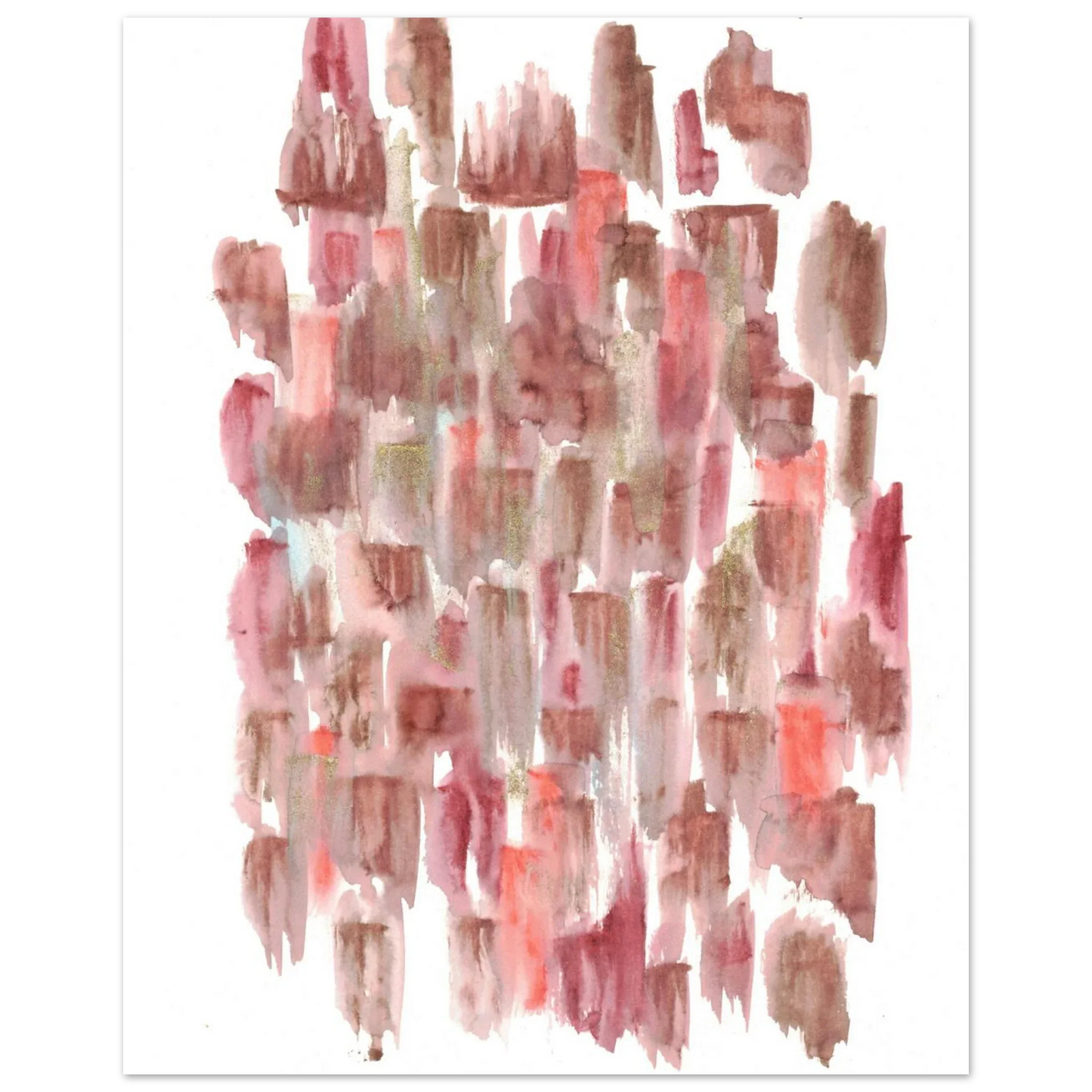 Abstract Watercolor Brushstrokes Matte Poster - Earthy Hues & Gold Flecks - Laure Leprince - Artiste Peintre
