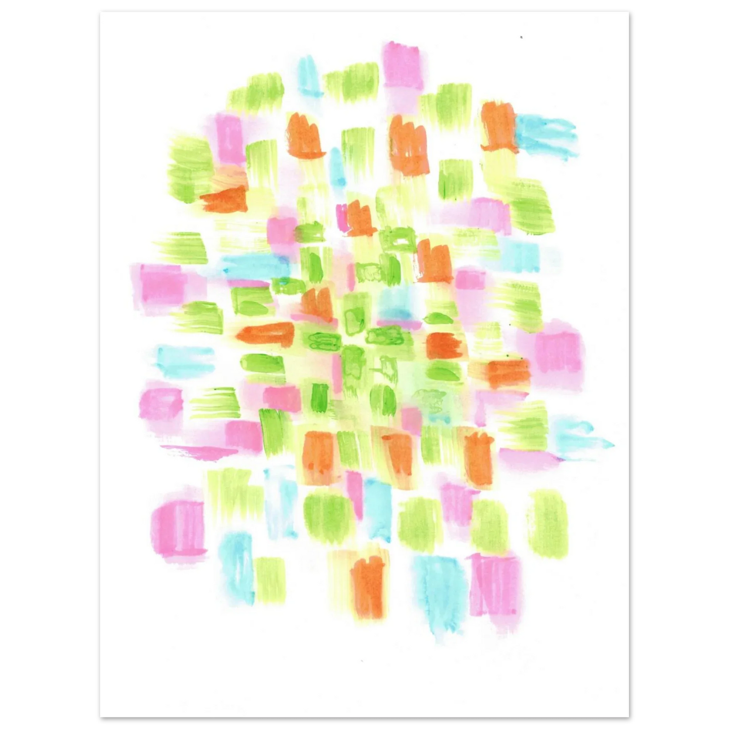 Abstract Watercolor Splash Art Print - Premium Matte Paper Poster with Vibrant Pink & Green Hues - Laure Leprince - Artiste Peintre