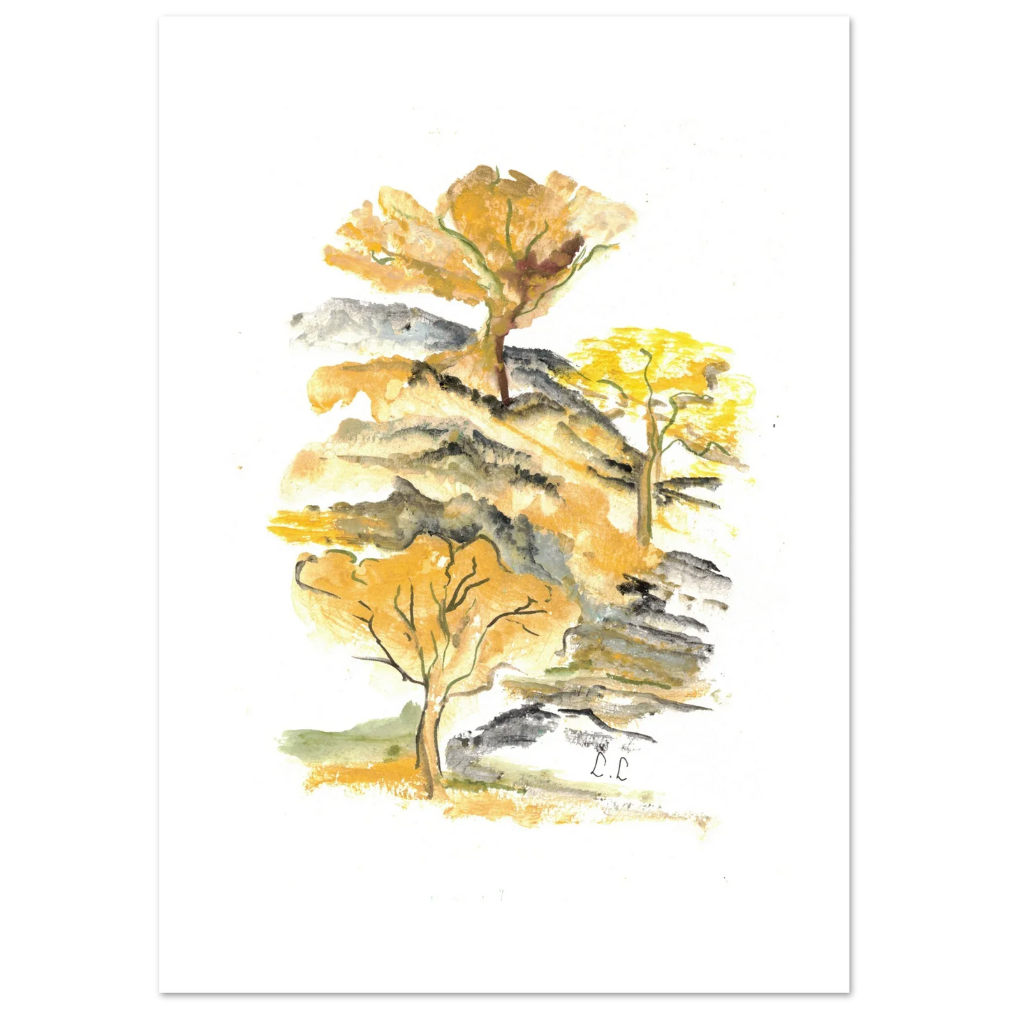Affiche premium sur papier mat Colline d'Or – Art mural de qualité supérieure - Laure Leprince - Artiste Peintre