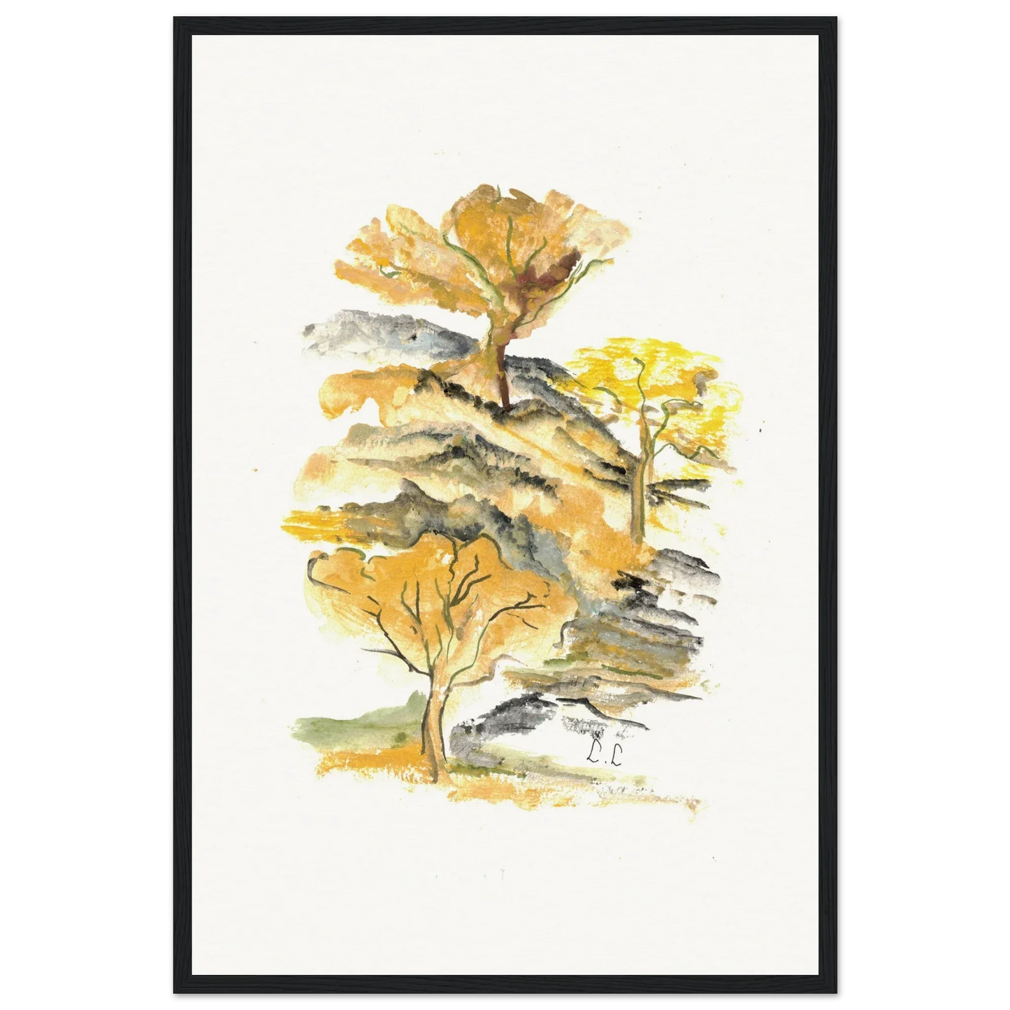 Museum-Quality Matte Paper Wooden Framed Poster Colline d'or - Laure Leprince - Artiste Peintre