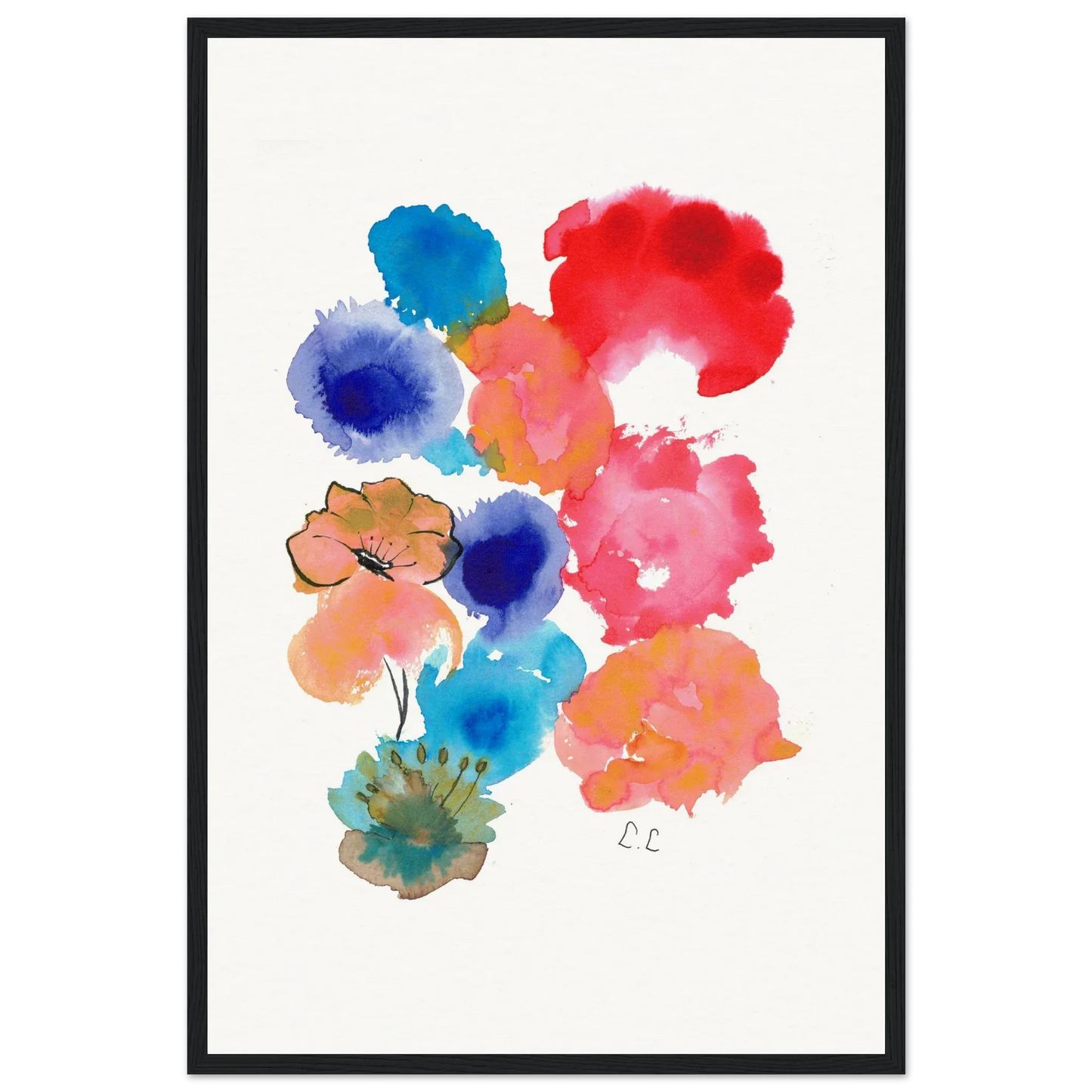 Museum-Quality Matte Paper Wooden Framed Poster Floraison pop - Laure Leprince - Artiste Peintre