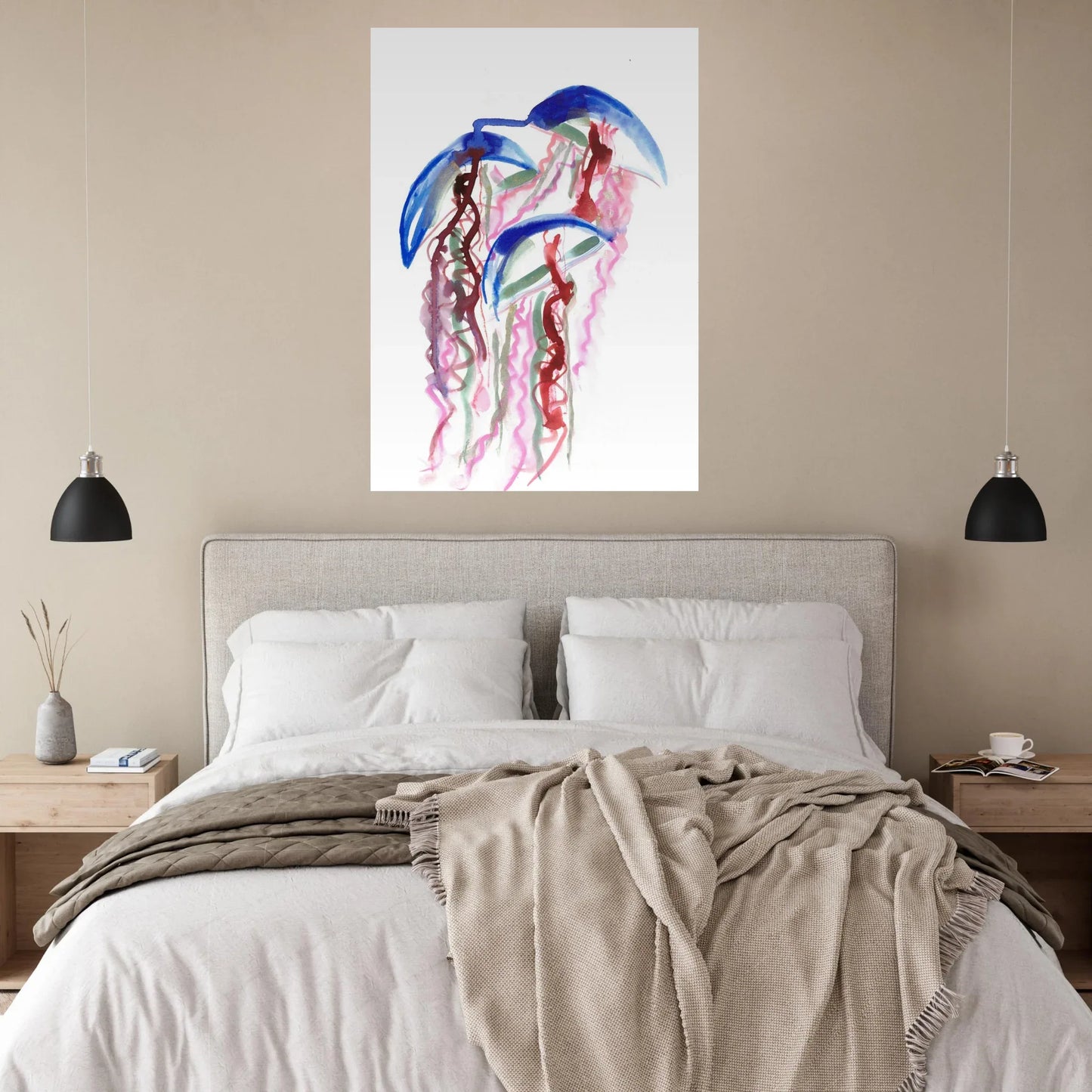 Abstract Jellyfish Dance Premium Matte Paper Poster - Dynamic Watercolor Art - Laure Leprince - Artiste Peintre