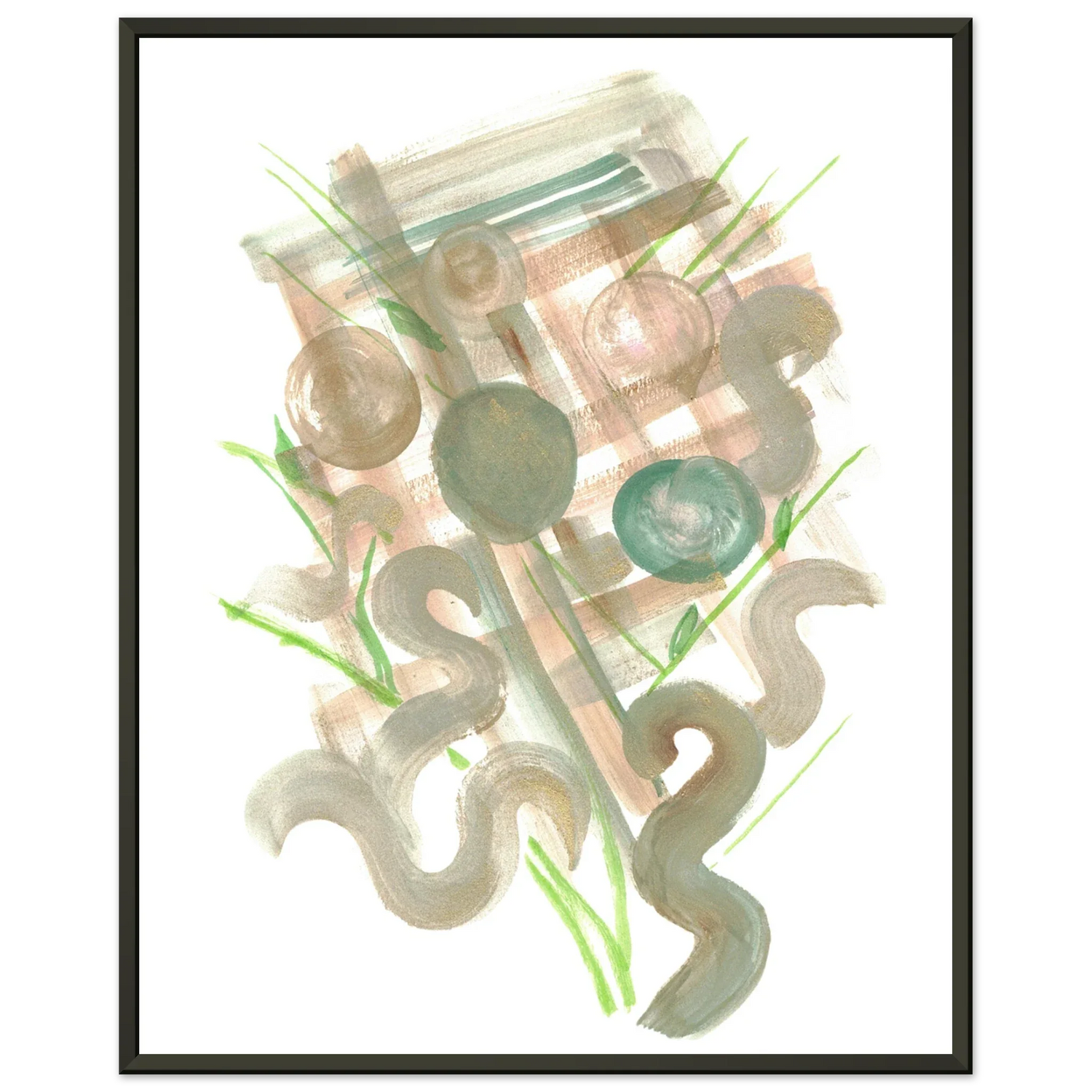Classic Semi-Glossy Paper Metal Framed Poste Moss Geometry - Laure Leprince - Artiste Peintre