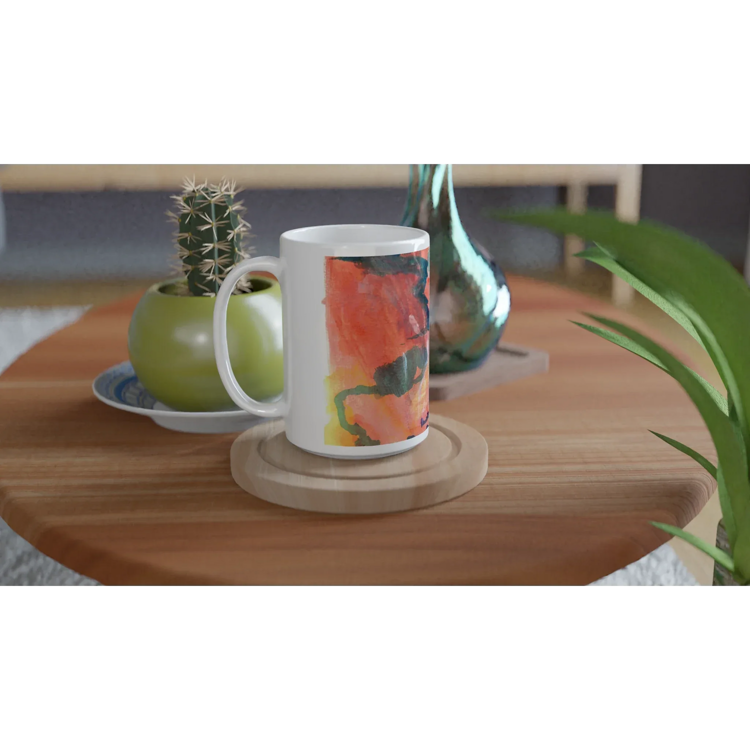 Mug en céramique blanche 44 cl Neon mirage – Grand format, design et qualité durable - Laure Leprince - Artiste Peintre