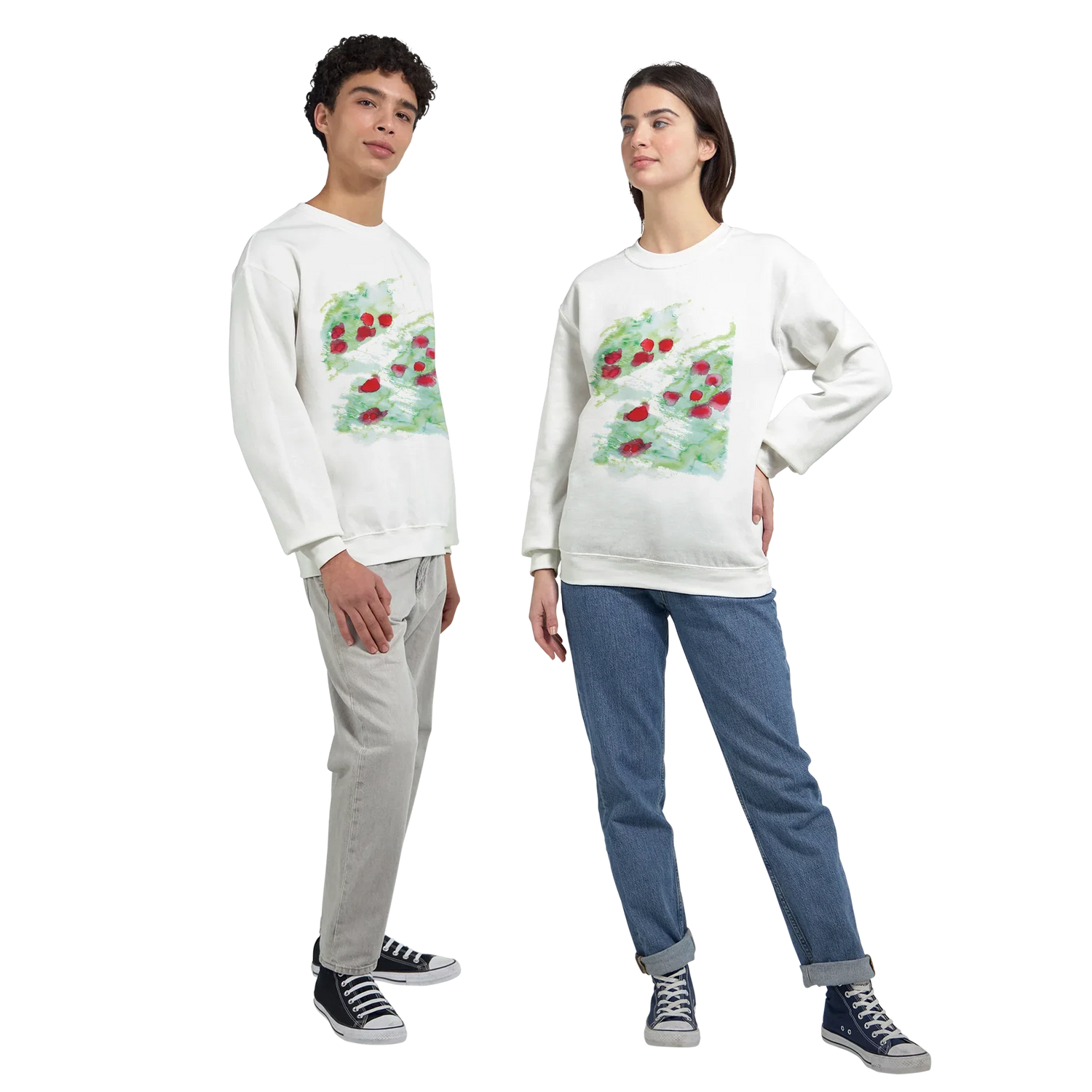 Sweatshirt Unisexe Classique Eclats rouges– Impression Artistique Multicolore | Premium Cotton Blend - Laure Leprince - Artiste Peintre