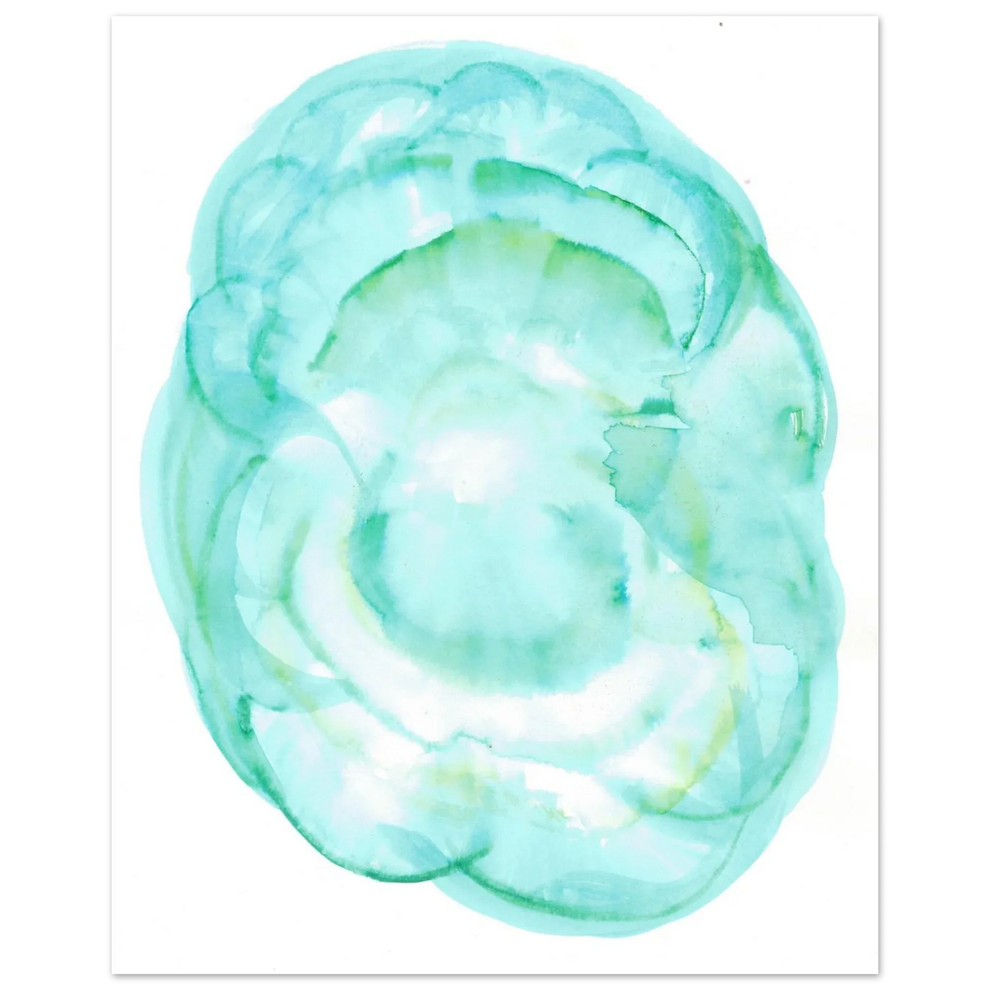 Oceanic Dream Premium Matte Poster - Serene Teal & Green Abstract Watercolor Art - Laure Leprince - Artiste Peintre
