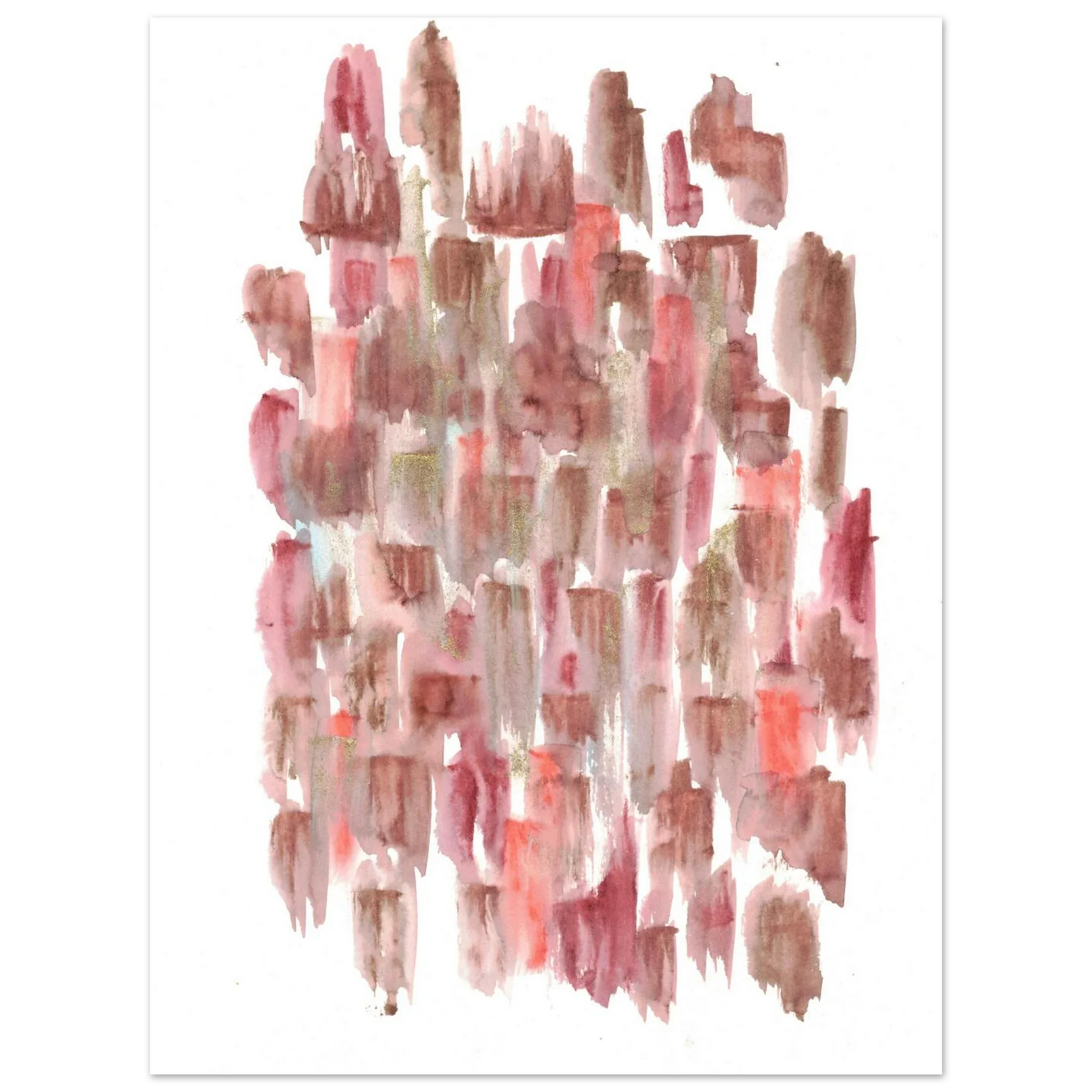 Abstract Watercolor Brushstrokes Matte Poster - Earthy Hues & Gold Flecks - Laure Leprince - Artiste Peintre