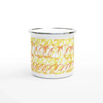 Mug en émail blanc 35 cl Yellow Waves – Léger, vintage et résistant - Laure Leprince - Artiste Peintre