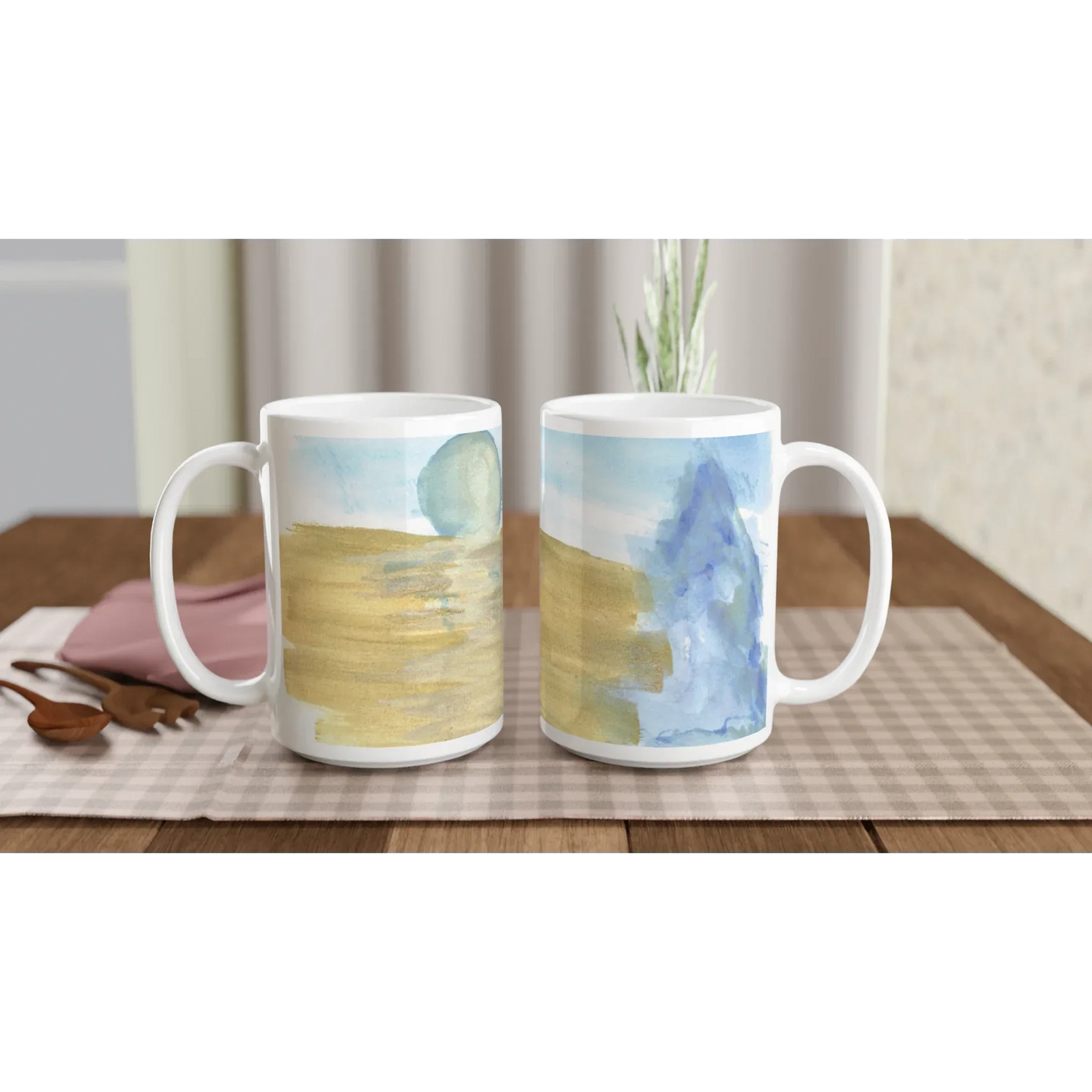 Mug en céramique blanche 44 Blue Horizon – Grand format, design et qualité durable - Laure Leprince - Artiste Peintre